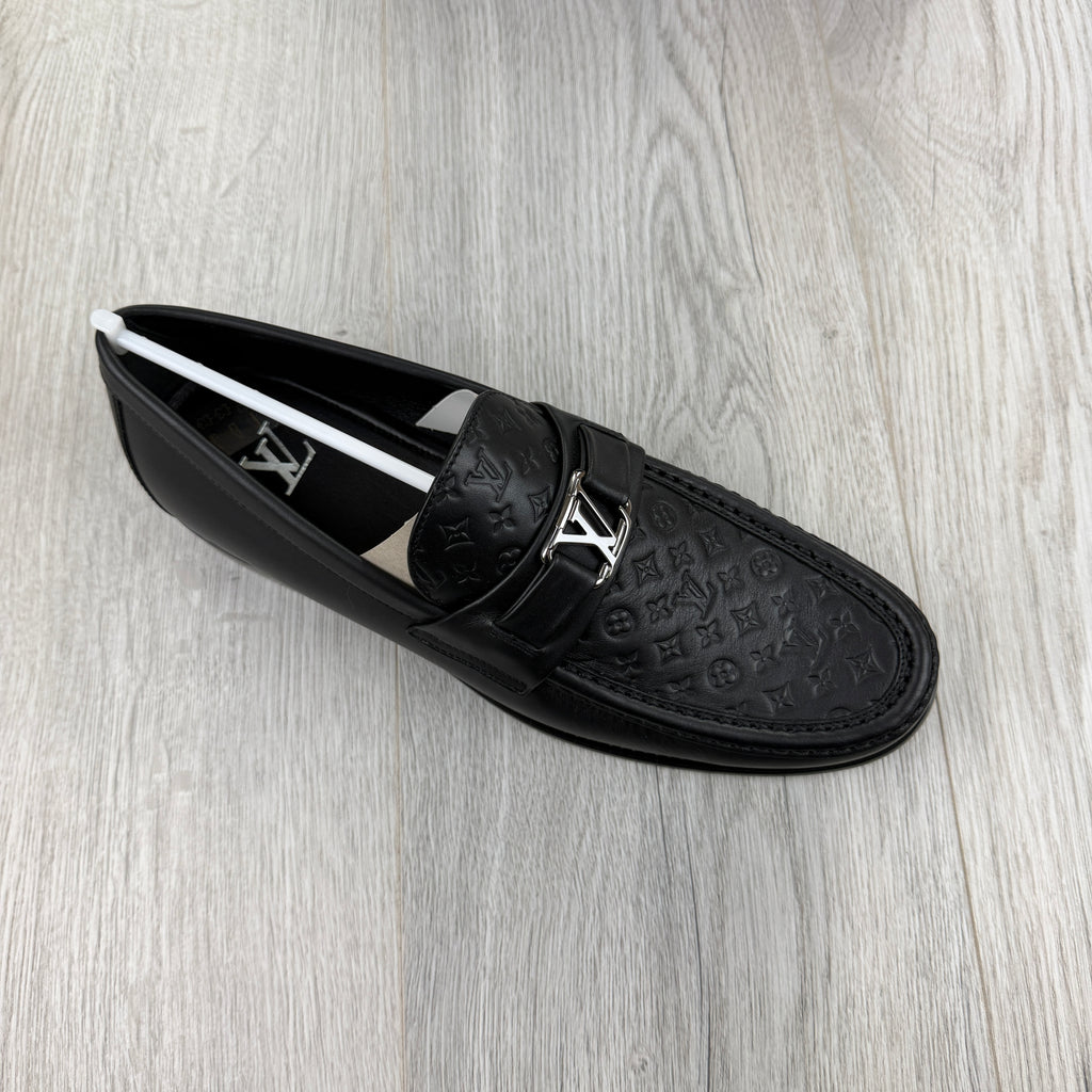 Louis Vuitton Mens Black Major Monogram Loafers