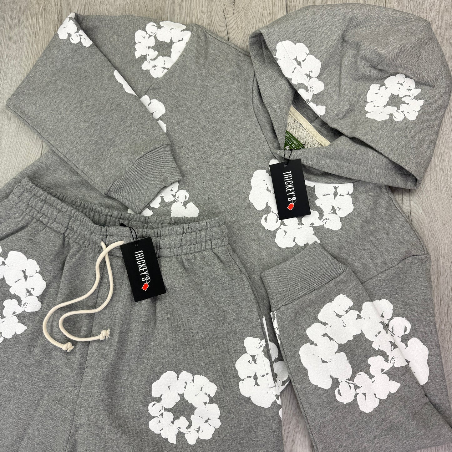 Denim Tears Men’s Grey Shorts & Hoodie Set