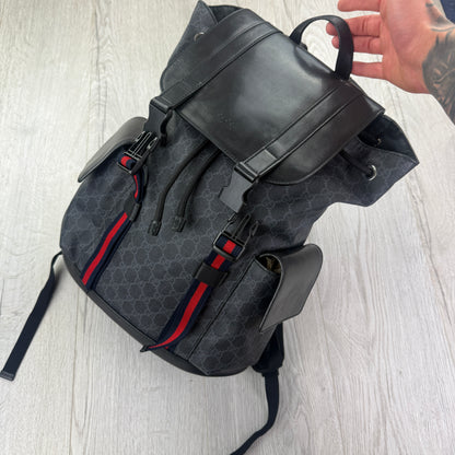 Gucci Black GG Supreme Canvas Sherry Line Backpack