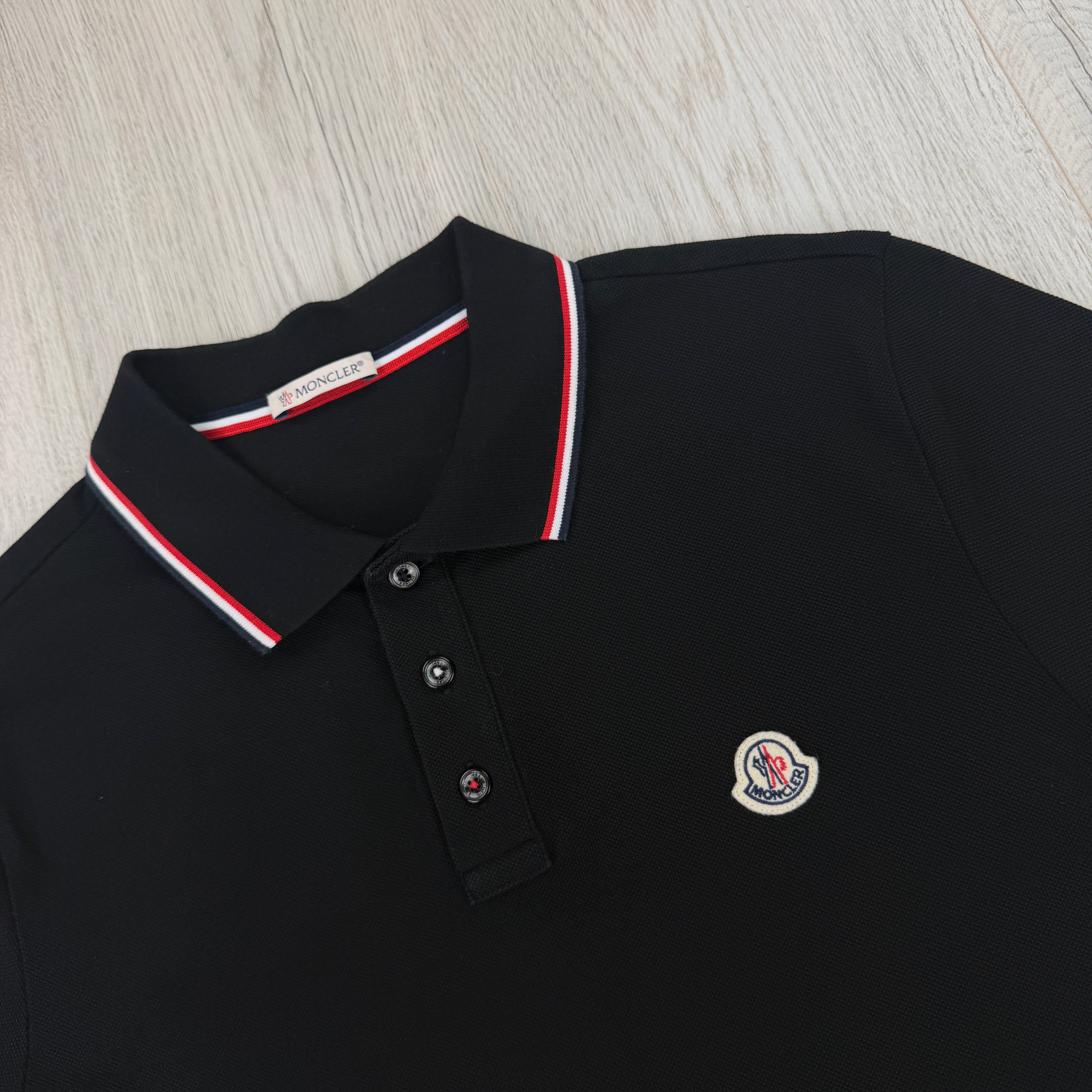 Moncler Men’s Black Polo Shirt - Large Slim