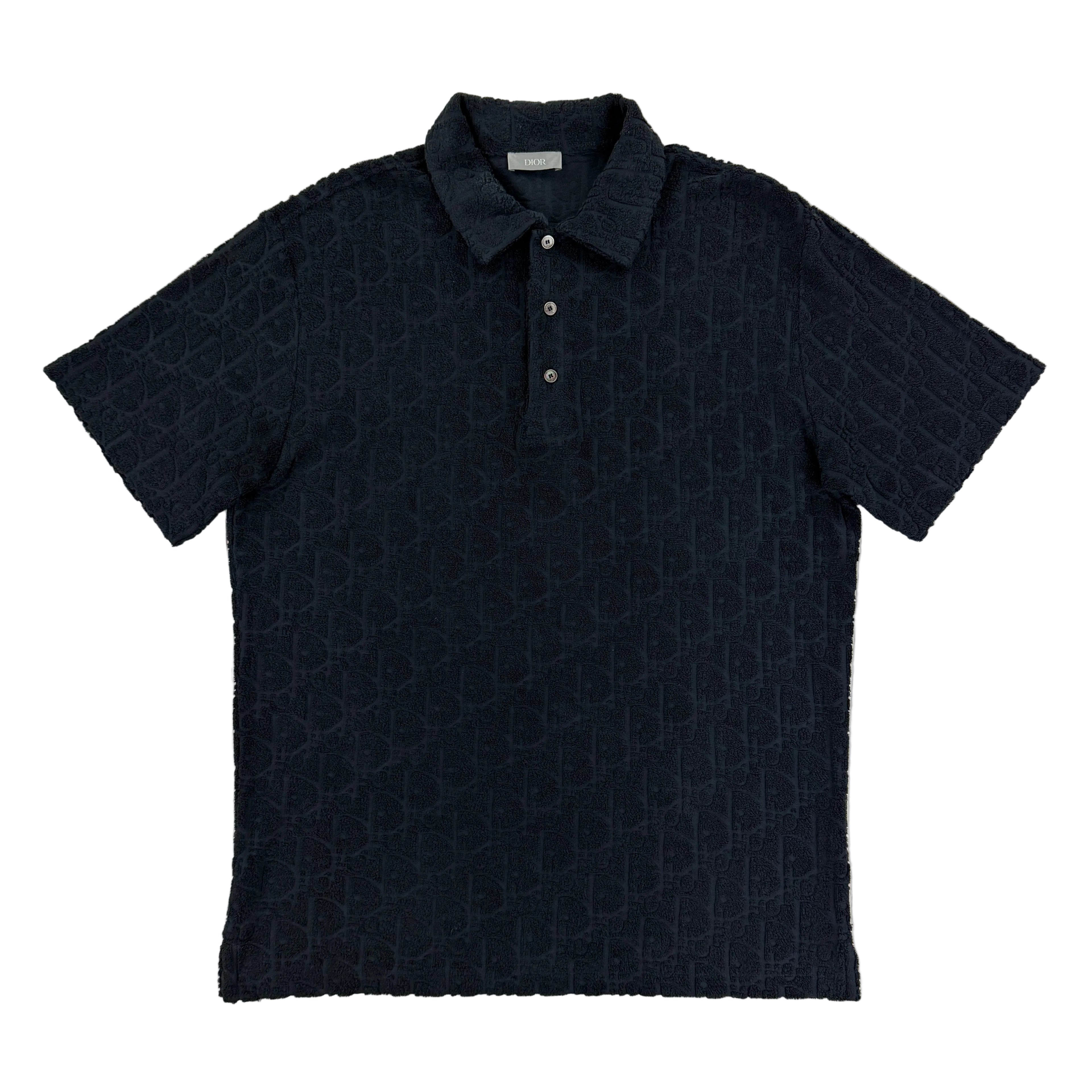 Dior Men’s Navy Oblique Towel Polo Shirt - Small (Fit Medium)