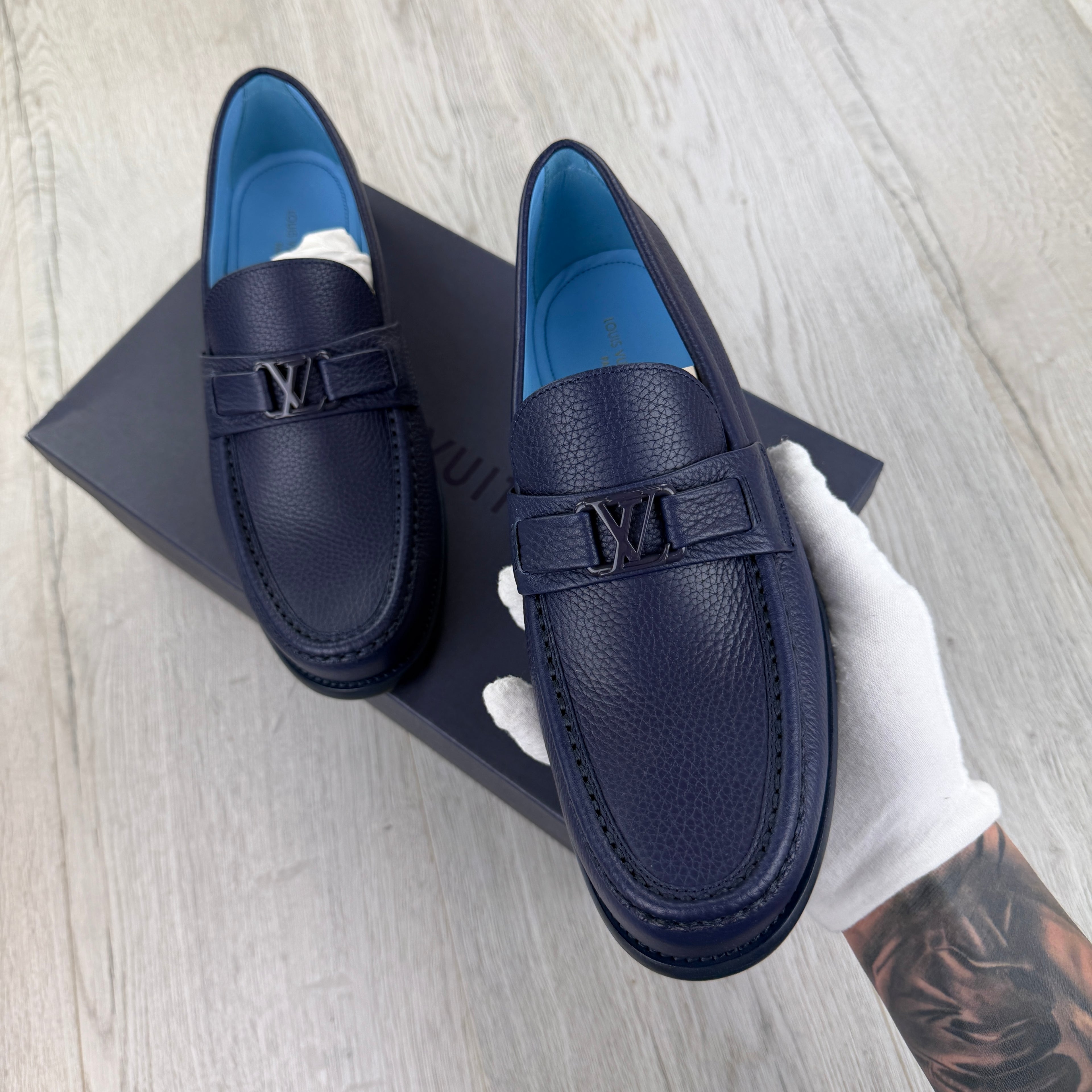 Louis Vuitton Mens Blue Major Loafers - Uk 7.5