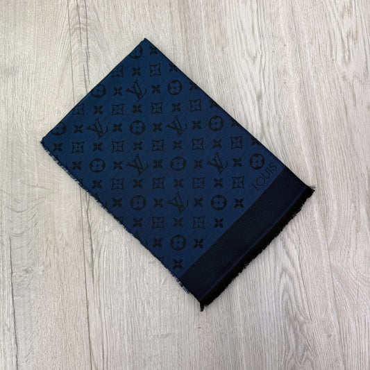Louis Vuitton Shawls Blue Monogram Shine Style Scarf