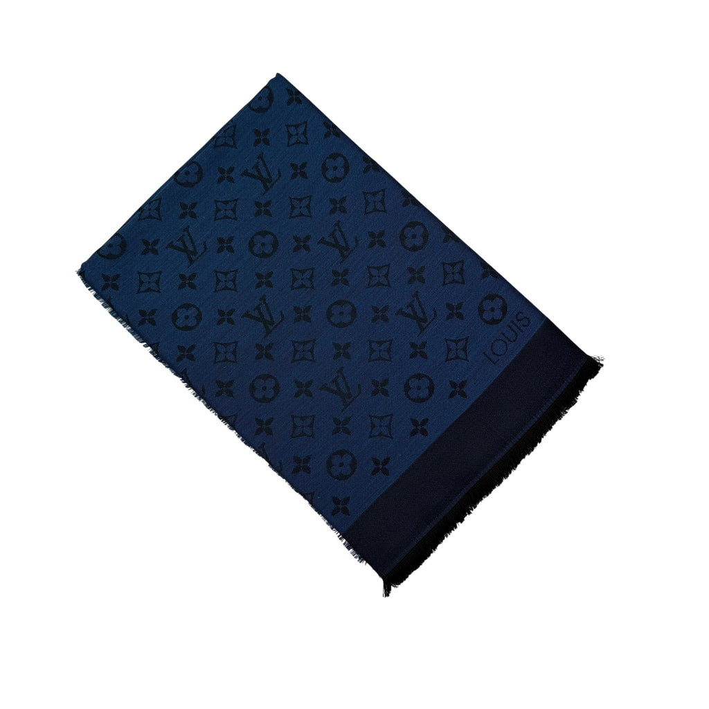 Louis Vuitton Shawls Blue Monogram Shine Style Scarf
