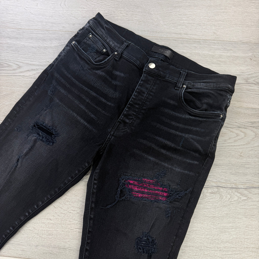 Amiri Men’s MX1 Aged Black Distressed Jeans - Uk 36