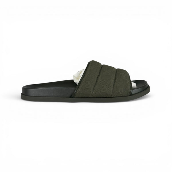 Gucci Men’s Olive Green GG Monogram Canvas Sliders