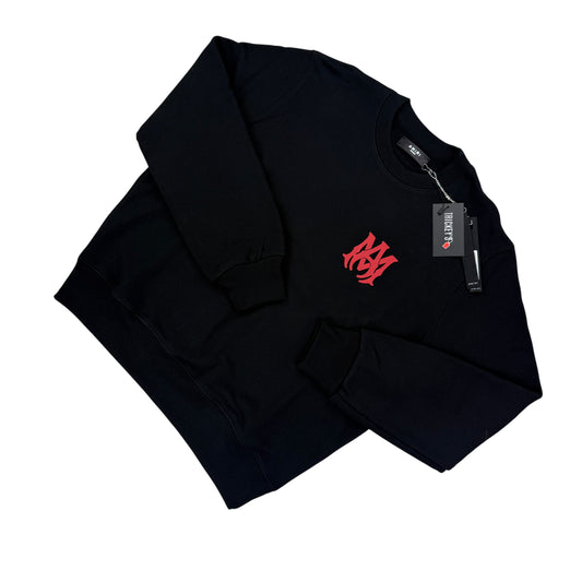Amiri Men’s Black Crewneck Jumper Red MA Logo - Medium