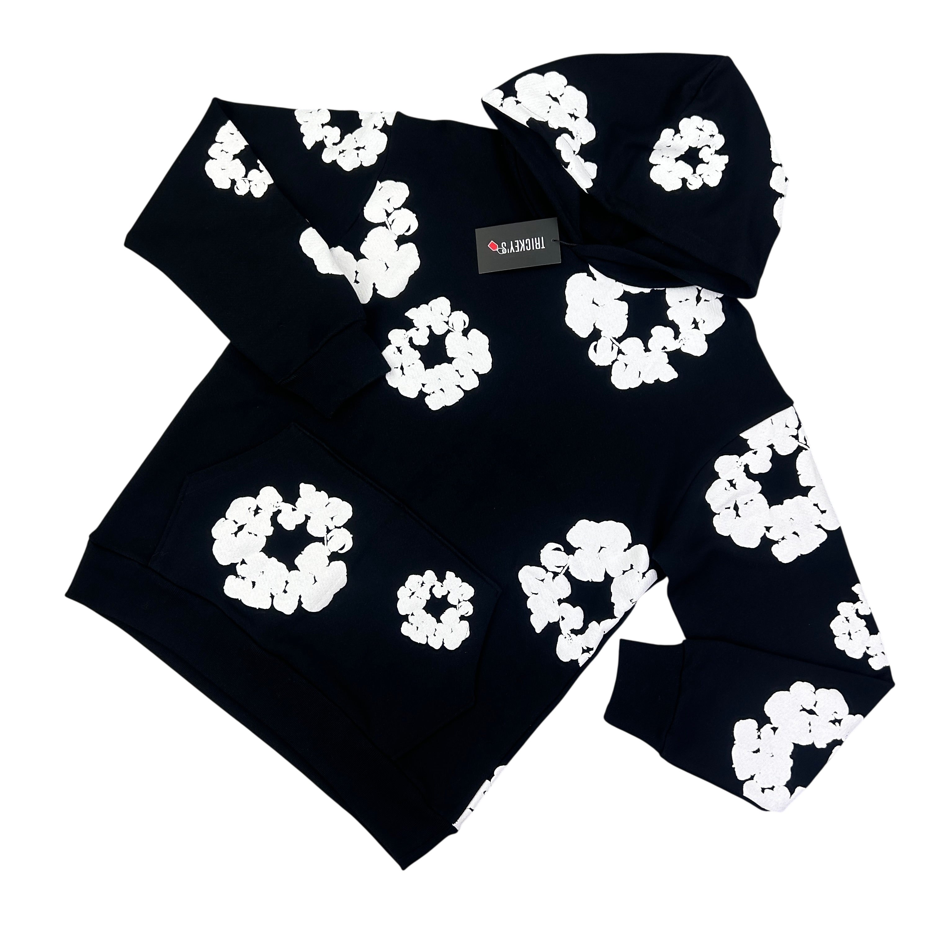 Denim Tears Men’s Black Cotton Wreath Pullover Hoodie