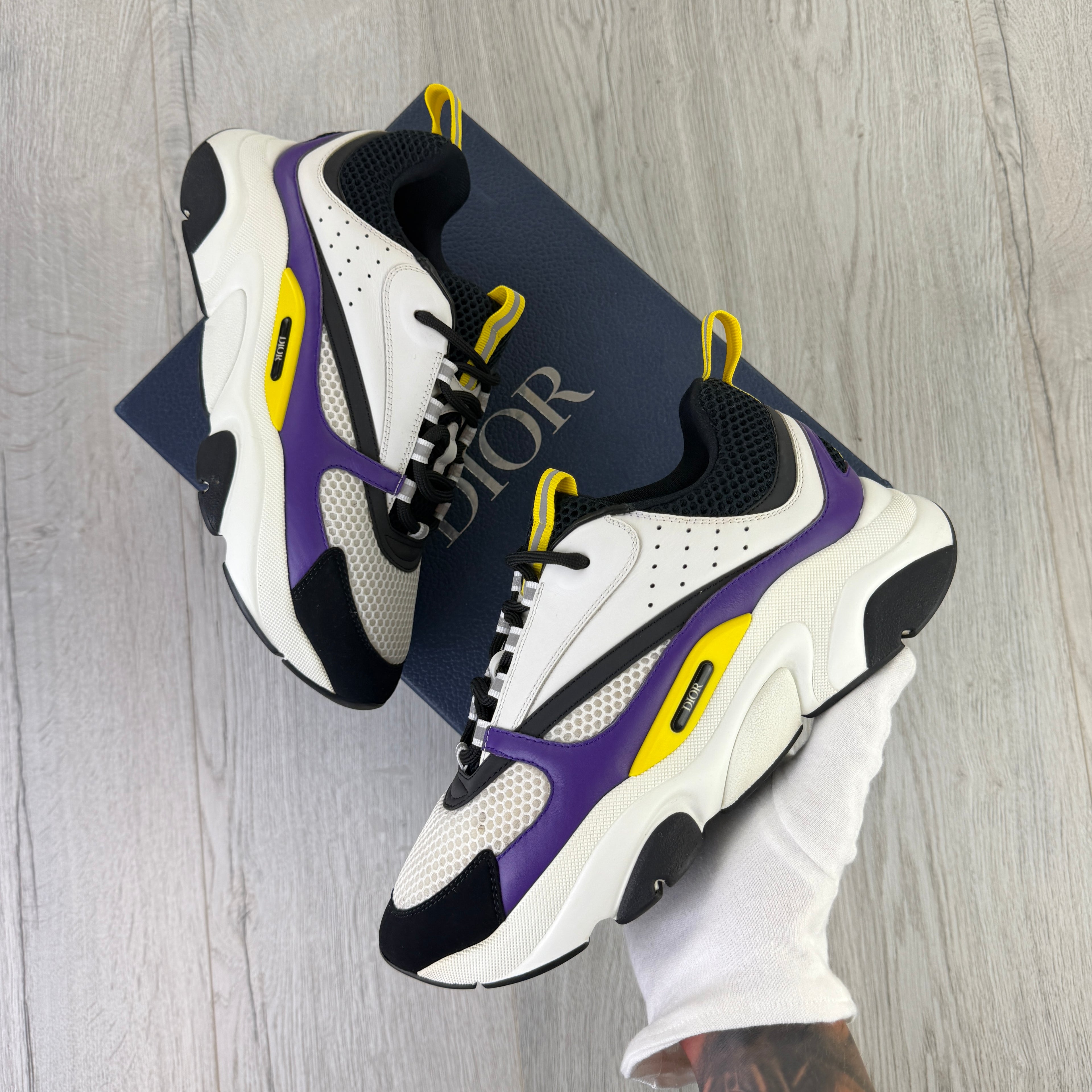Dior B22 Men’s Purple Yellow White Runners - 42 (Fit Uk 7.5)