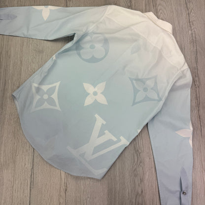 Louis Vuitton Baby Blue Monogram Printed Long-Sleeved Cotton Poplin Shirt - Medium
