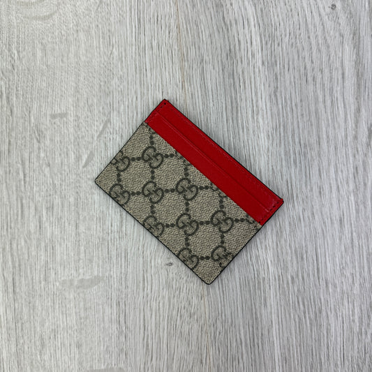 Gucci GG Interlocking Beige Card Holder Red Edition
