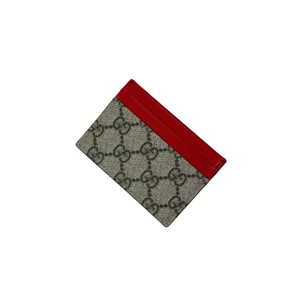 Gucci GG Interlocking Beige Card Holder Red Edition