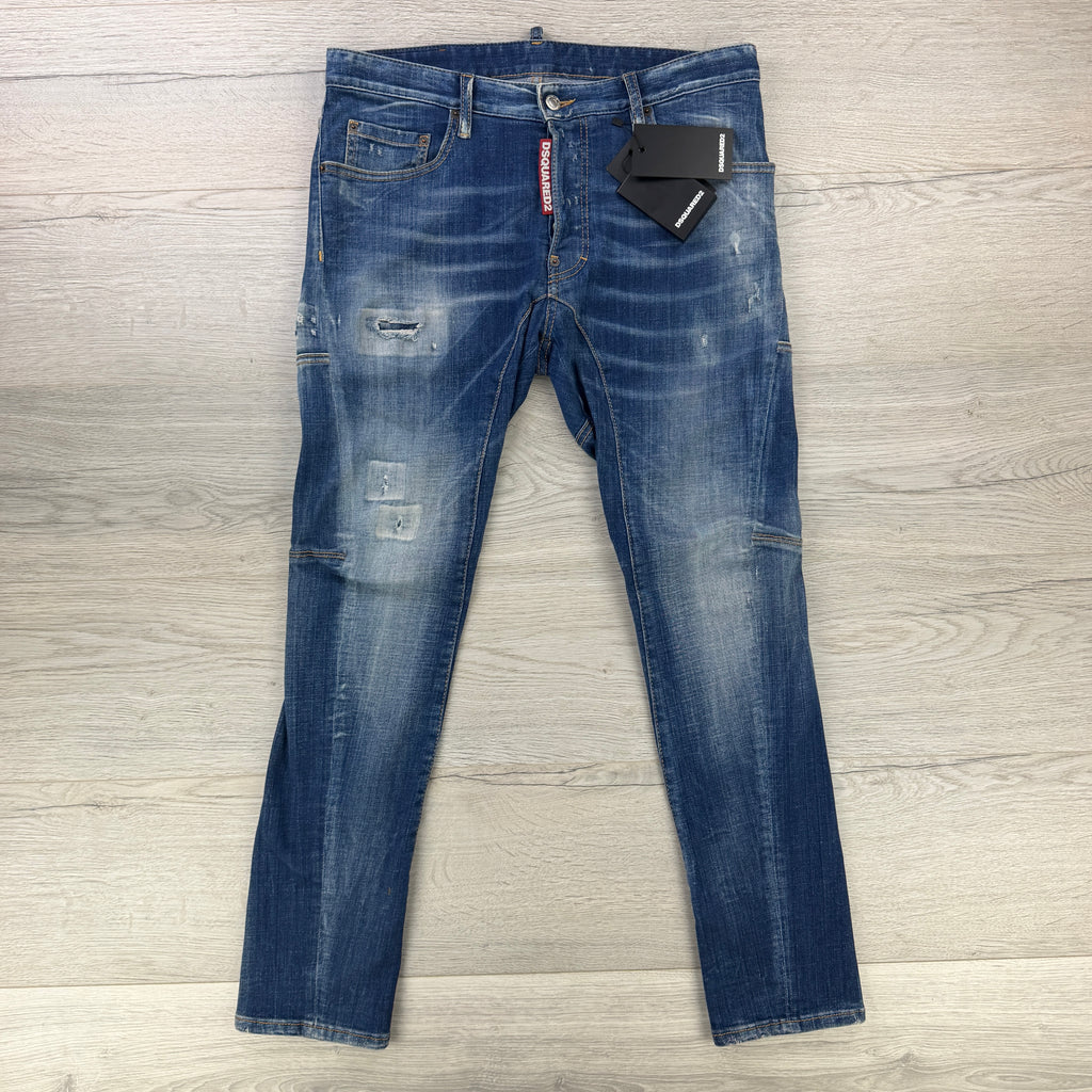 Dsquared2 Men’s Blue Distressed Twist Jeans - 48 (Uk 30)