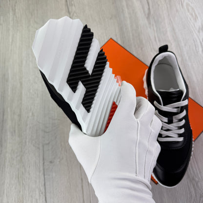 Hermes Men’s Black & White Bouncing Sneakers - Uk 8.5