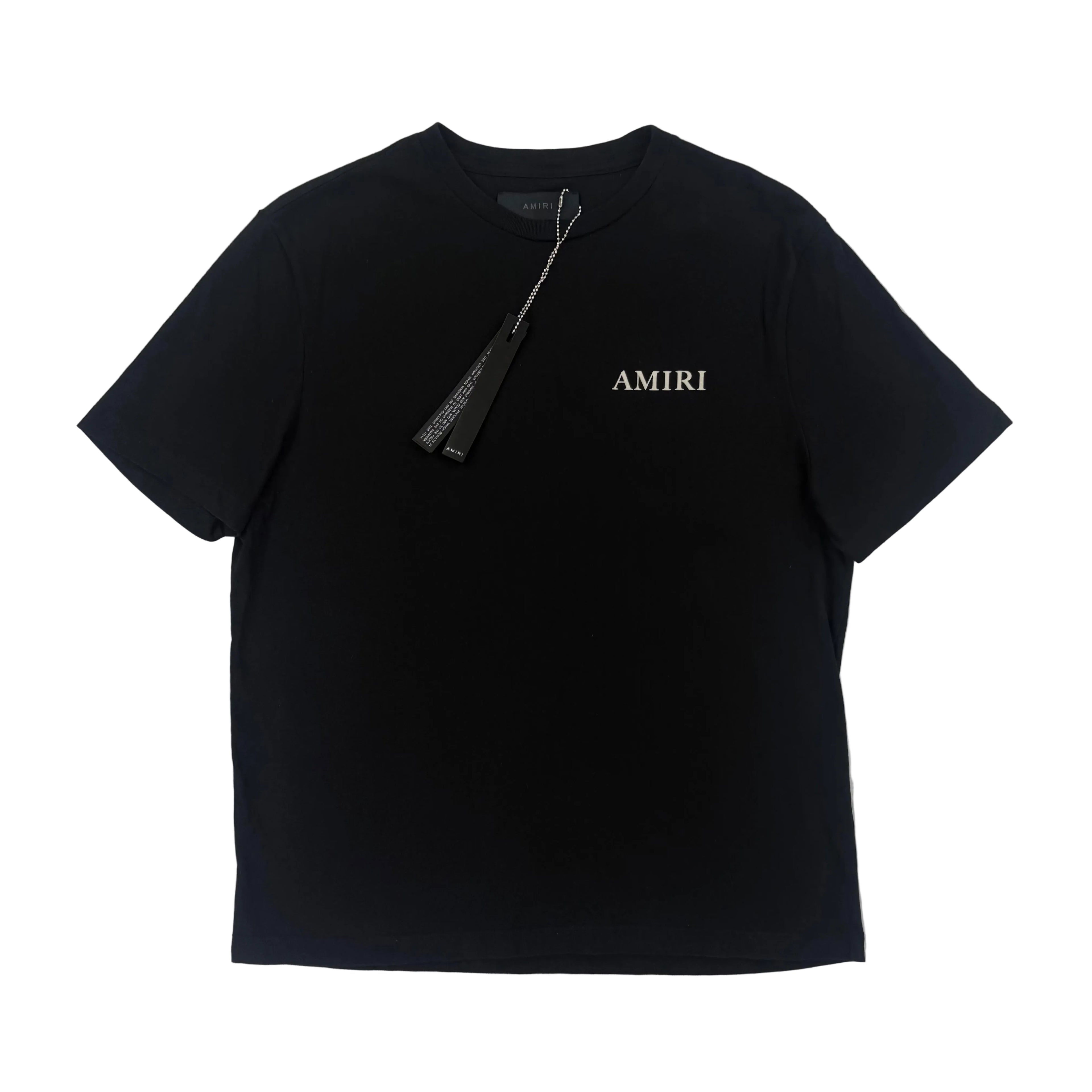 Amiri Men’s Black T-shirt With White Logo - Small
