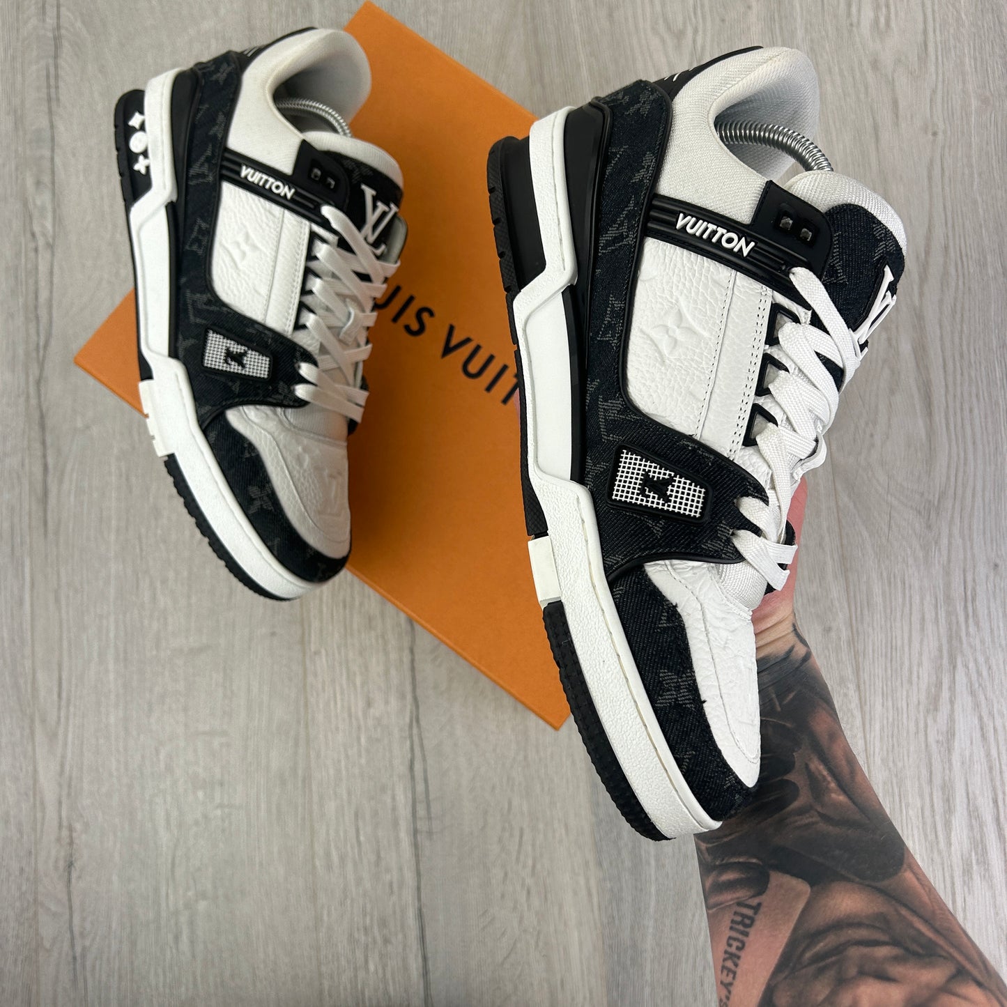 Louis Vuitton Men’s Black & White Trainers - Uk 8 (Fit 9)