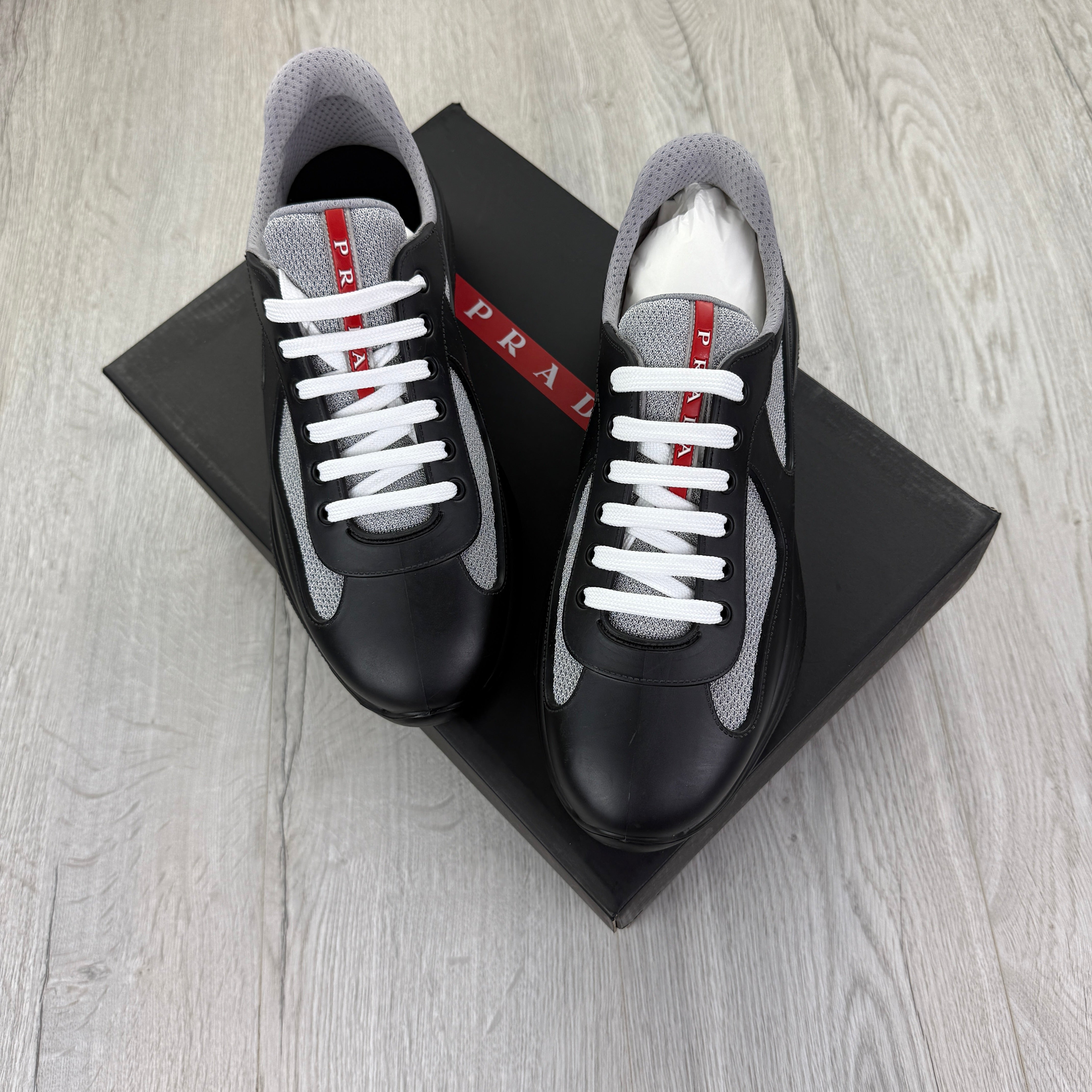 Prada grey trainers discount