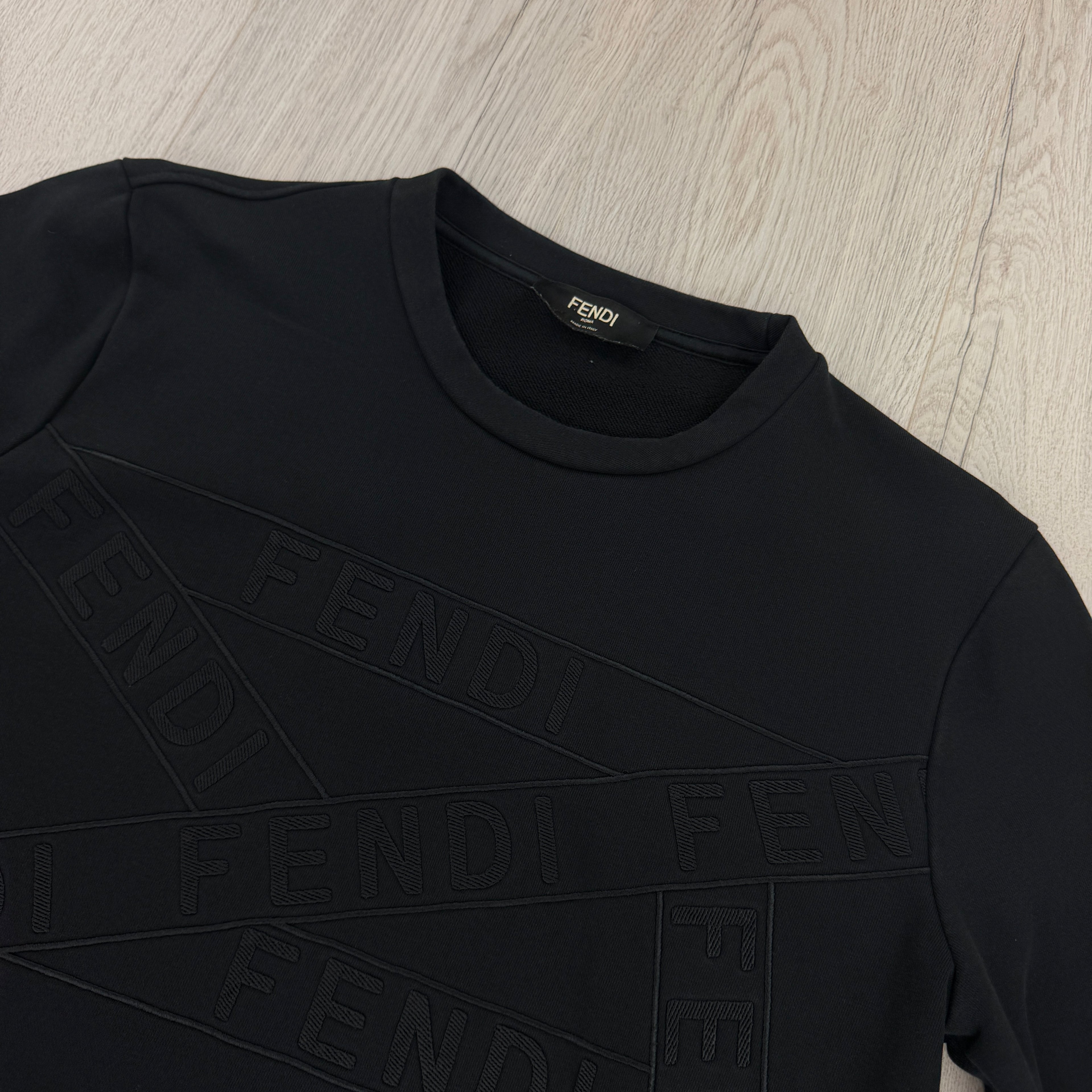 Fendi Men’s Logo Full Black Tracksuit - Medium Slim