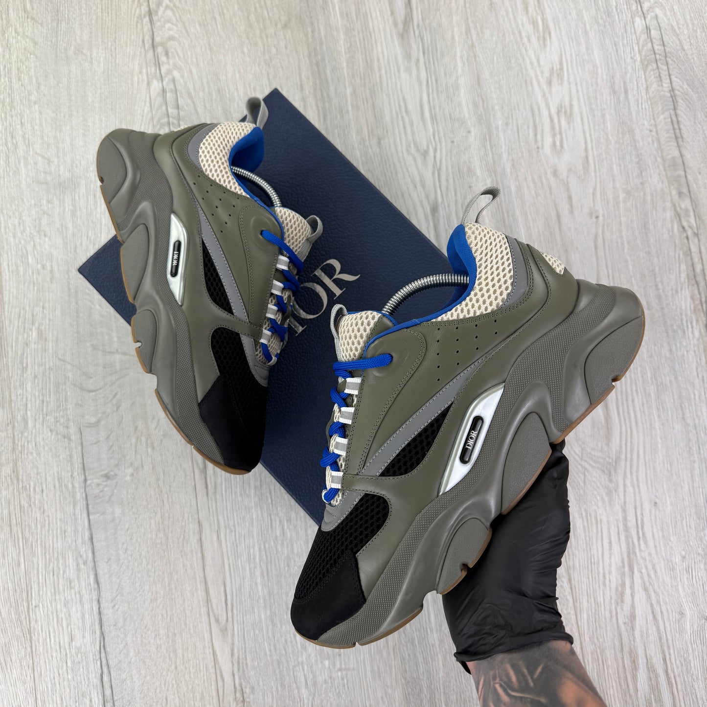 Dior B22 Men’s Khaki & Blue Trainers - 44 (Fit Uk 9/9.5)