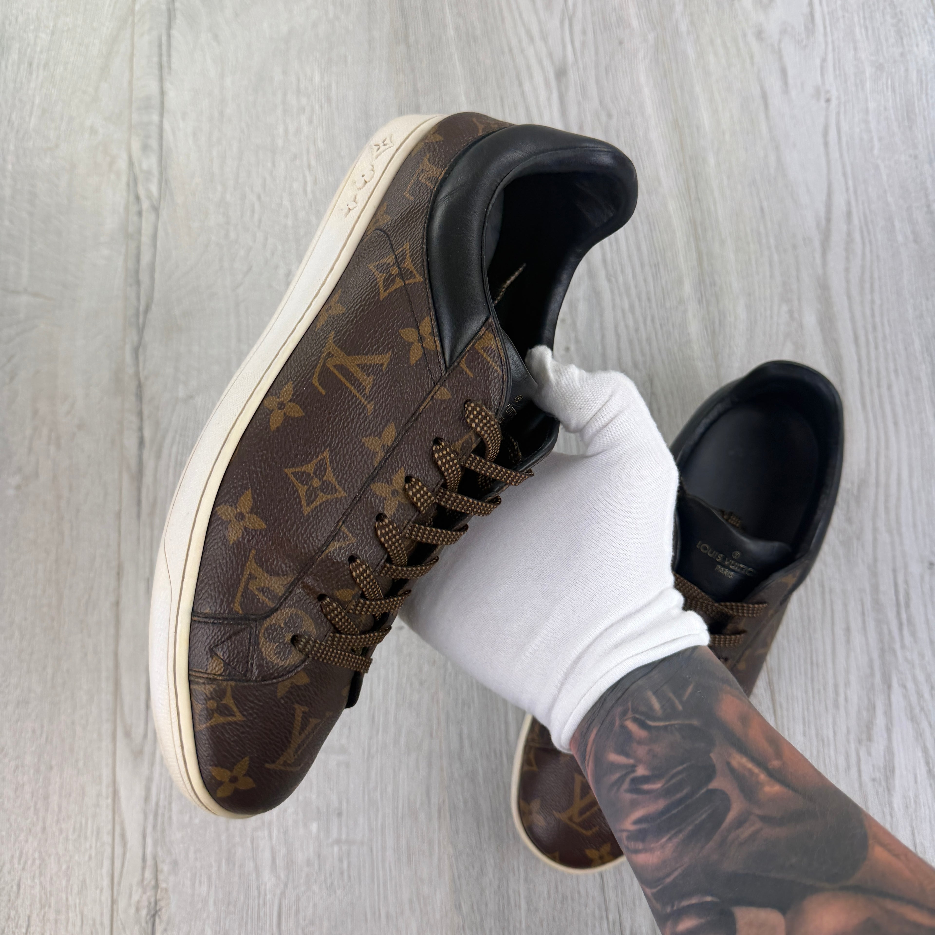 Louis Vuitton Men’s Brown Monogram Low Leather Sneakers - Uk 9