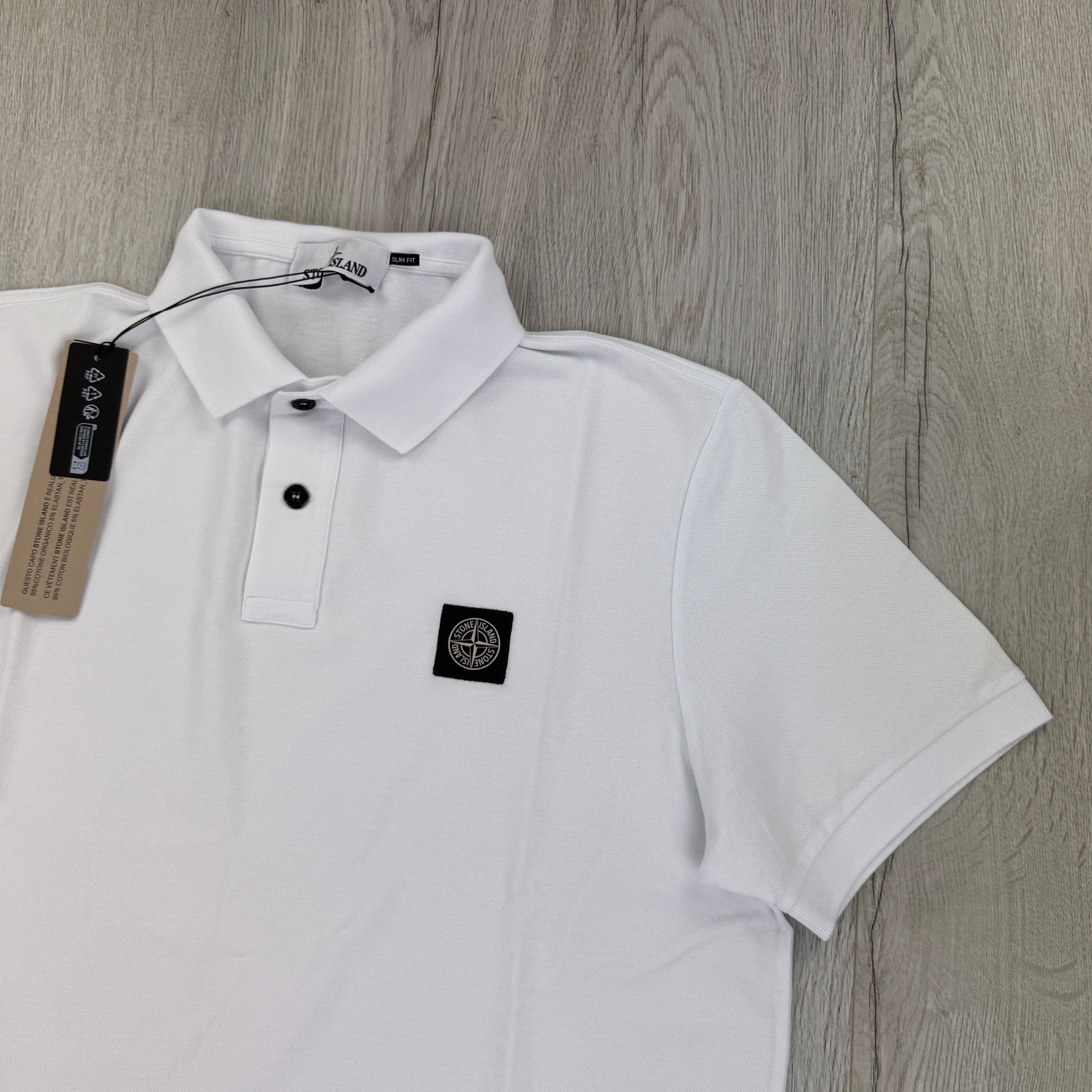Stone Island Men’s White Short-sleeve Polo - Large