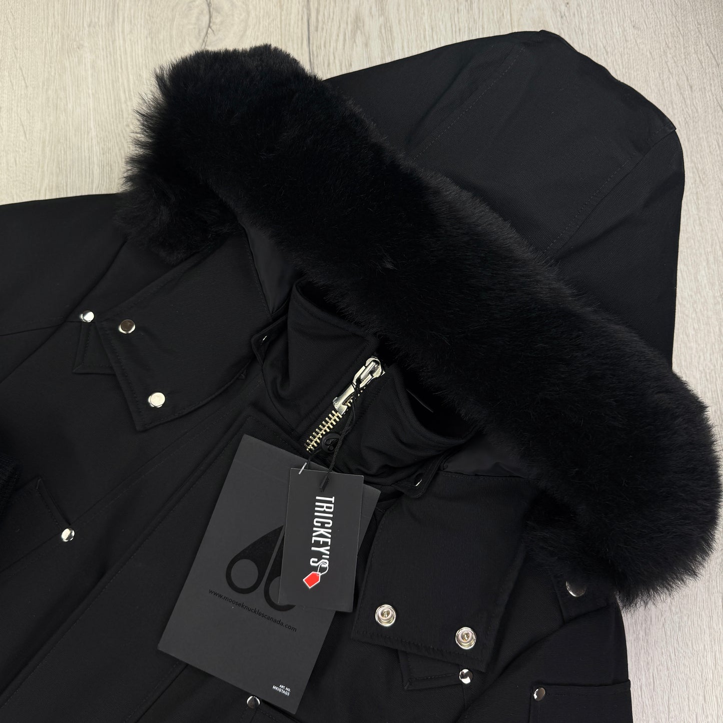 Moose Knuckles Men’s Black Stirling Long Parker Jacket - Medium