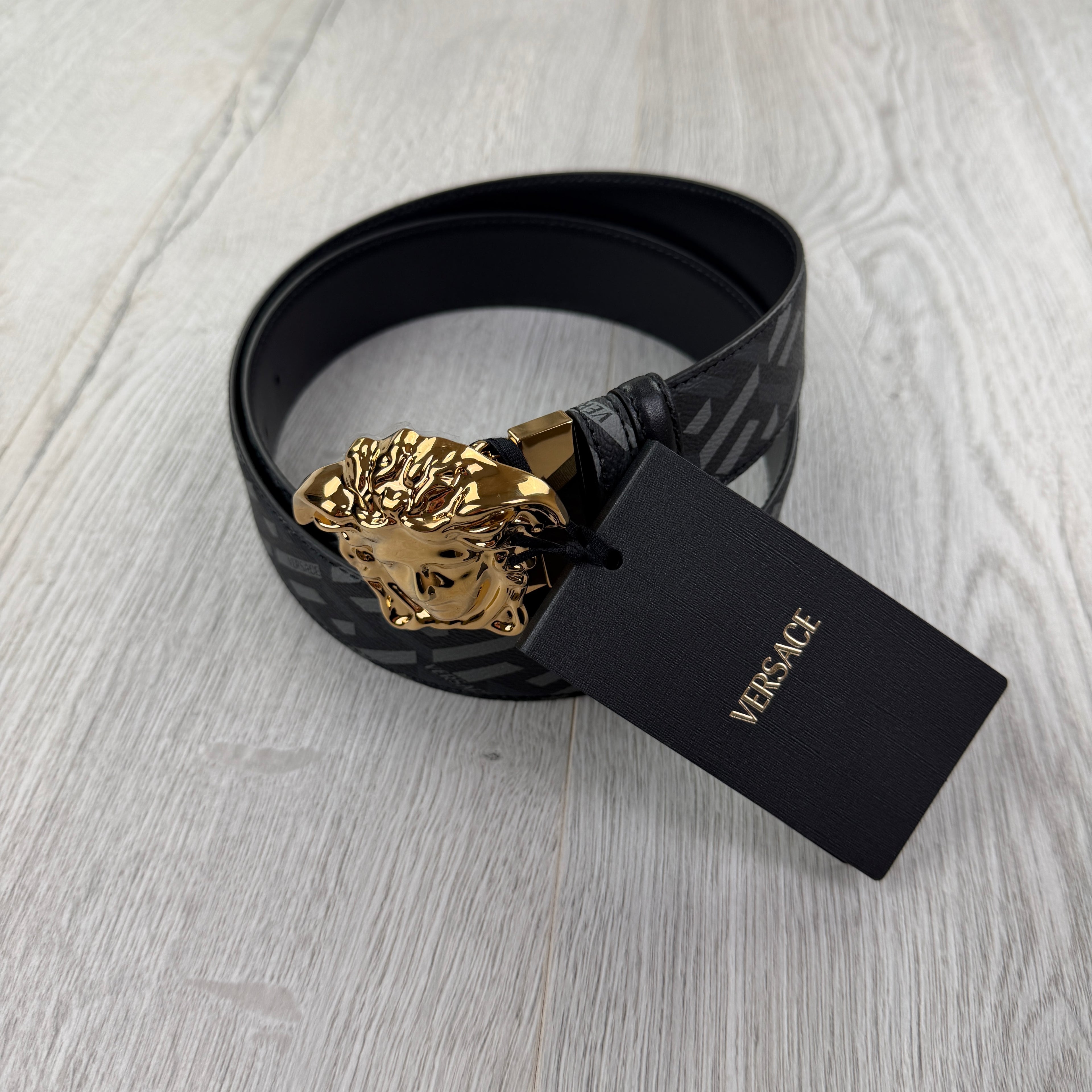 Versace Men’s Black & Gold Reversible Belt - 100 (Uk 30-36)