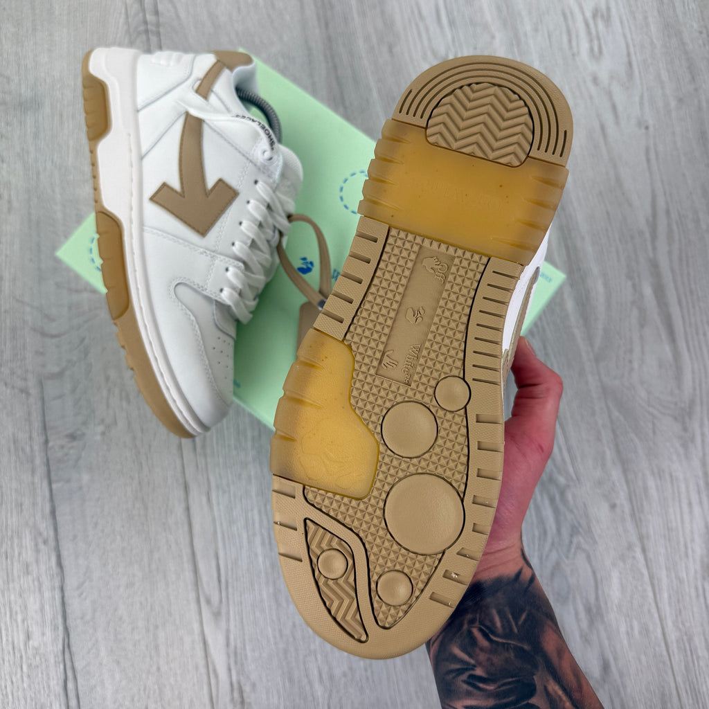Off White Out Of Office Beige & White Low Trainers - Uk 6