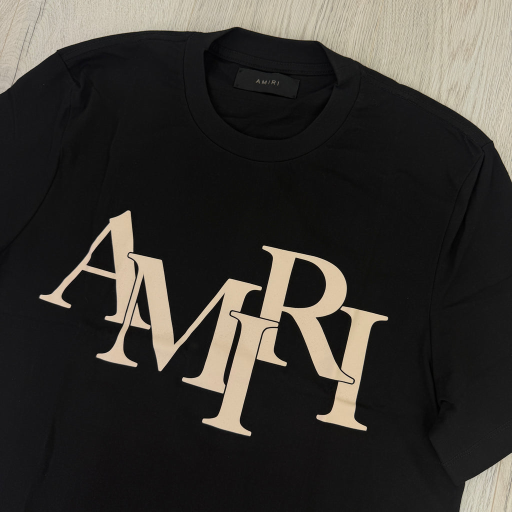 Amiri Men’s Black T-shirt With White Logo