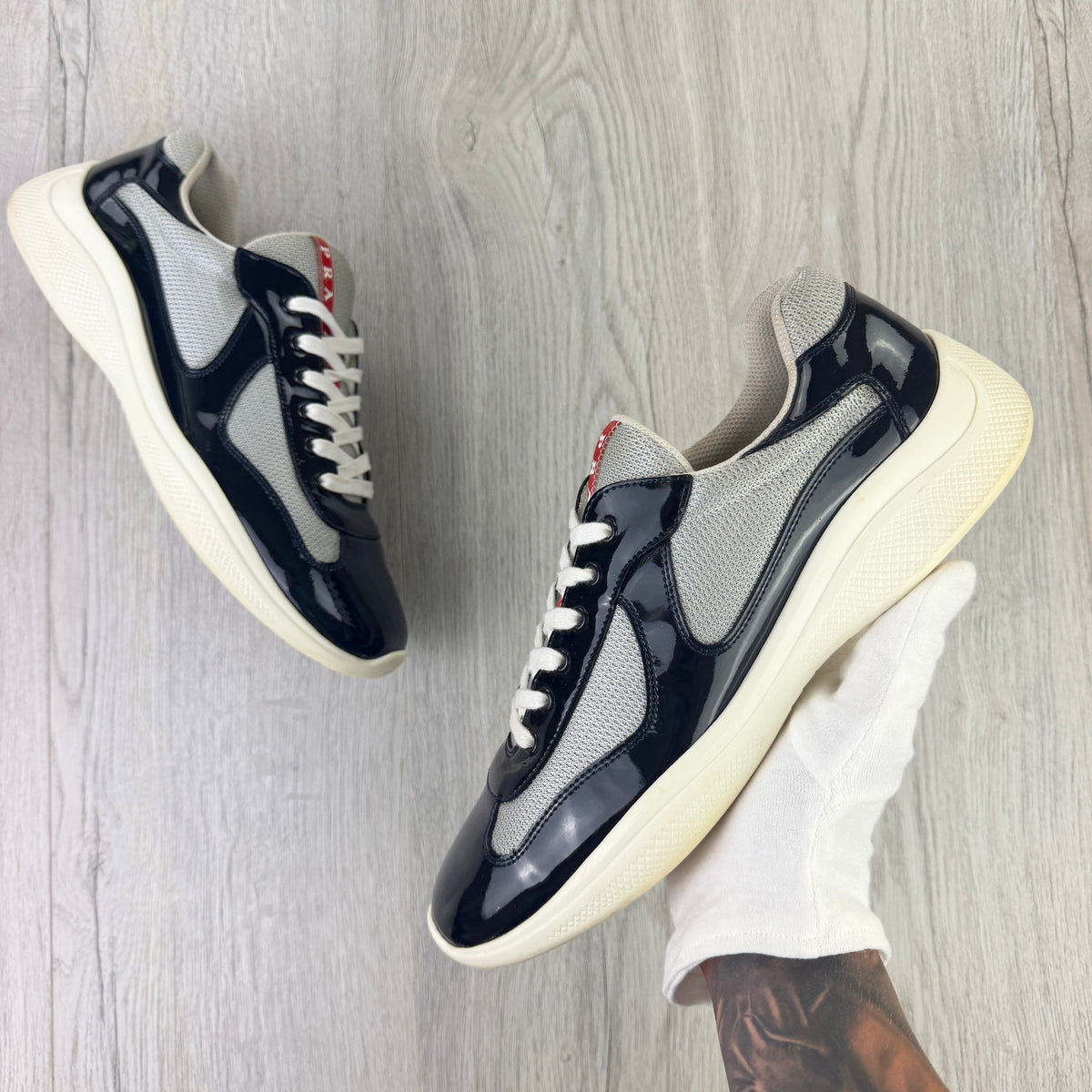 Prada Cups Dark Grey / White Trainers - Uk 11