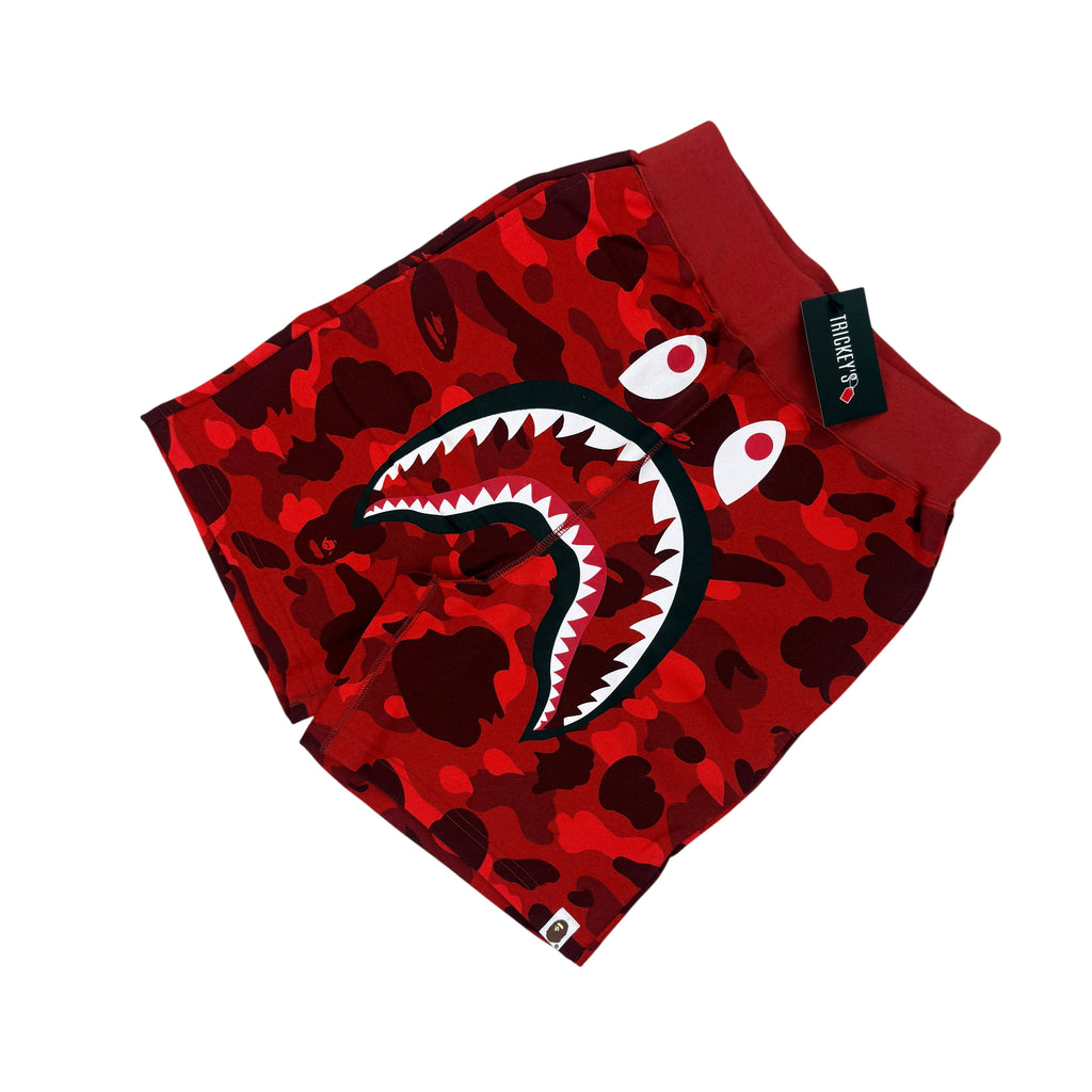 Bape Men’s Red Camo Front Shark Shorts