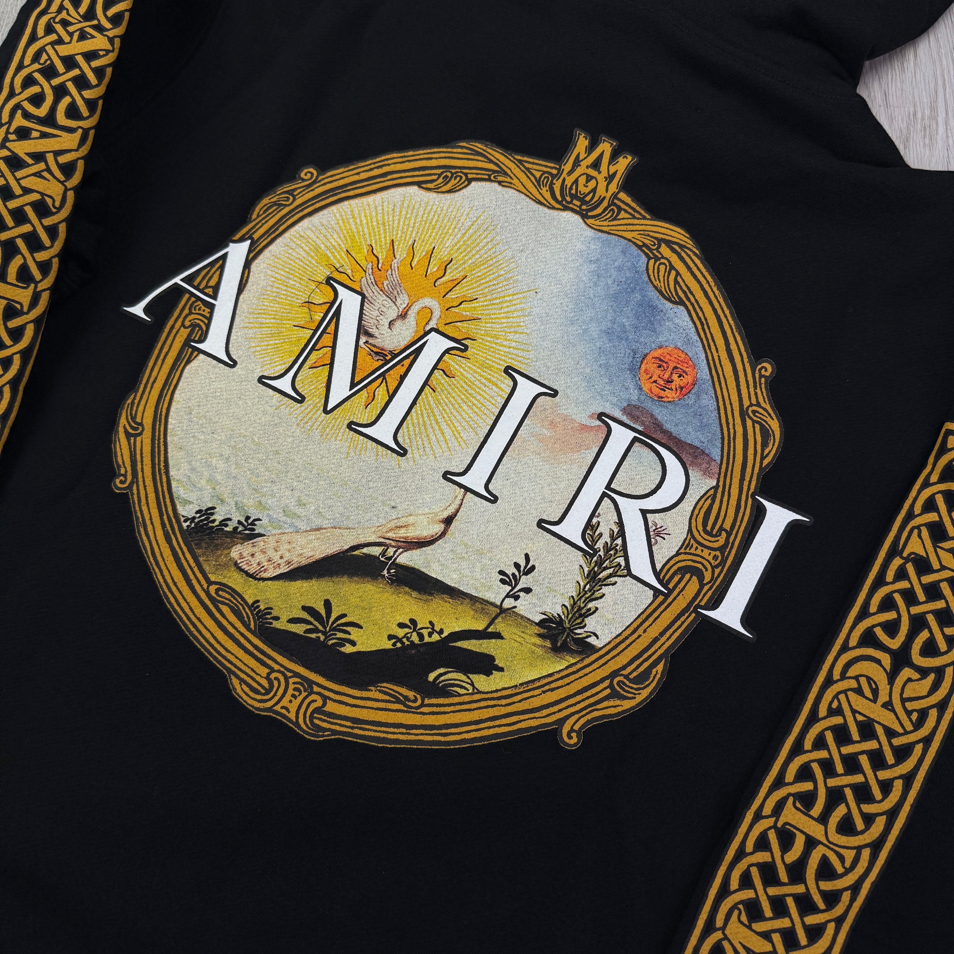 Amiri Men’s Landscape Frame Black Pullover Hoodie - XL