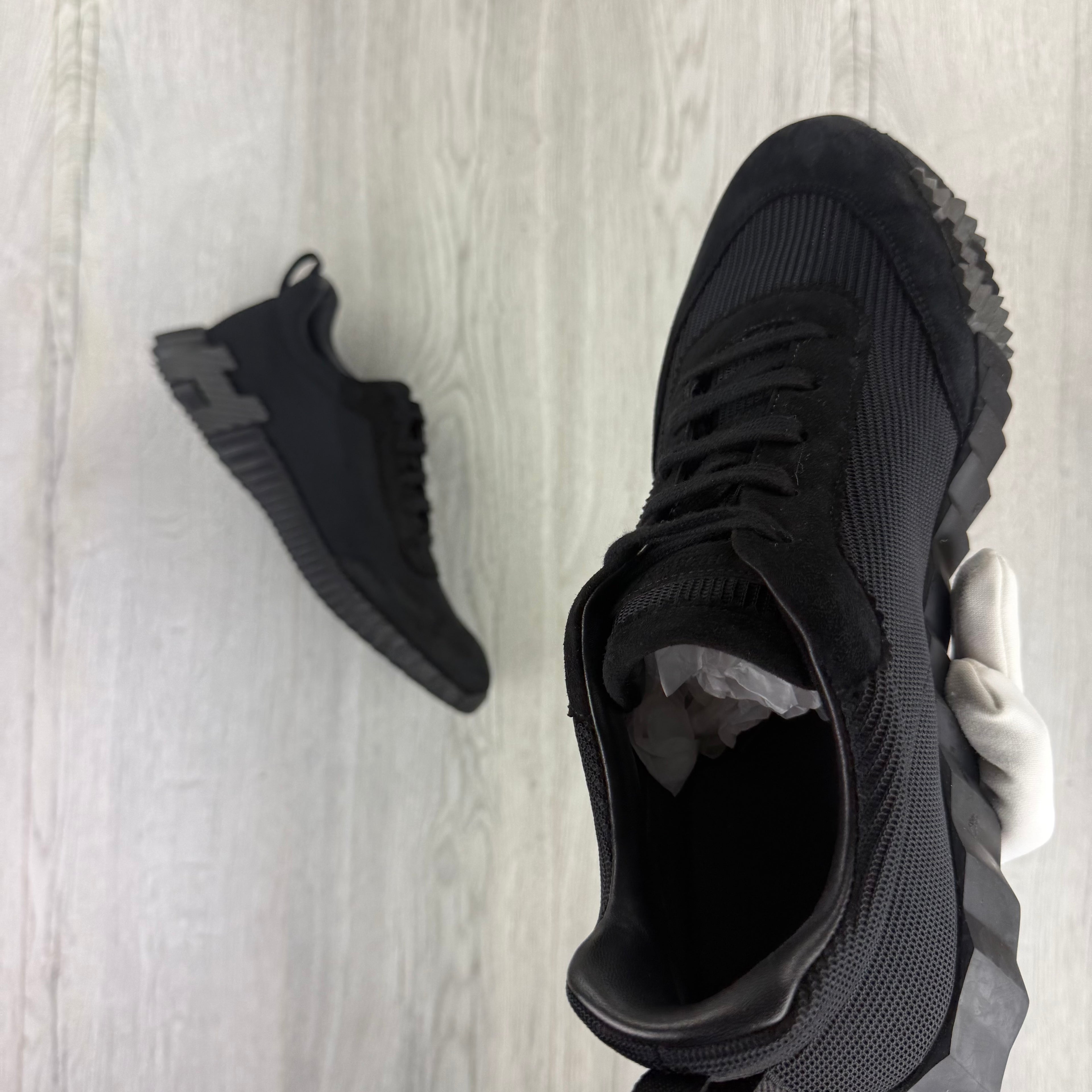 Hermes Men’s All Black Suede Bouncing Sneakers - 46 (Fit Uk 11)