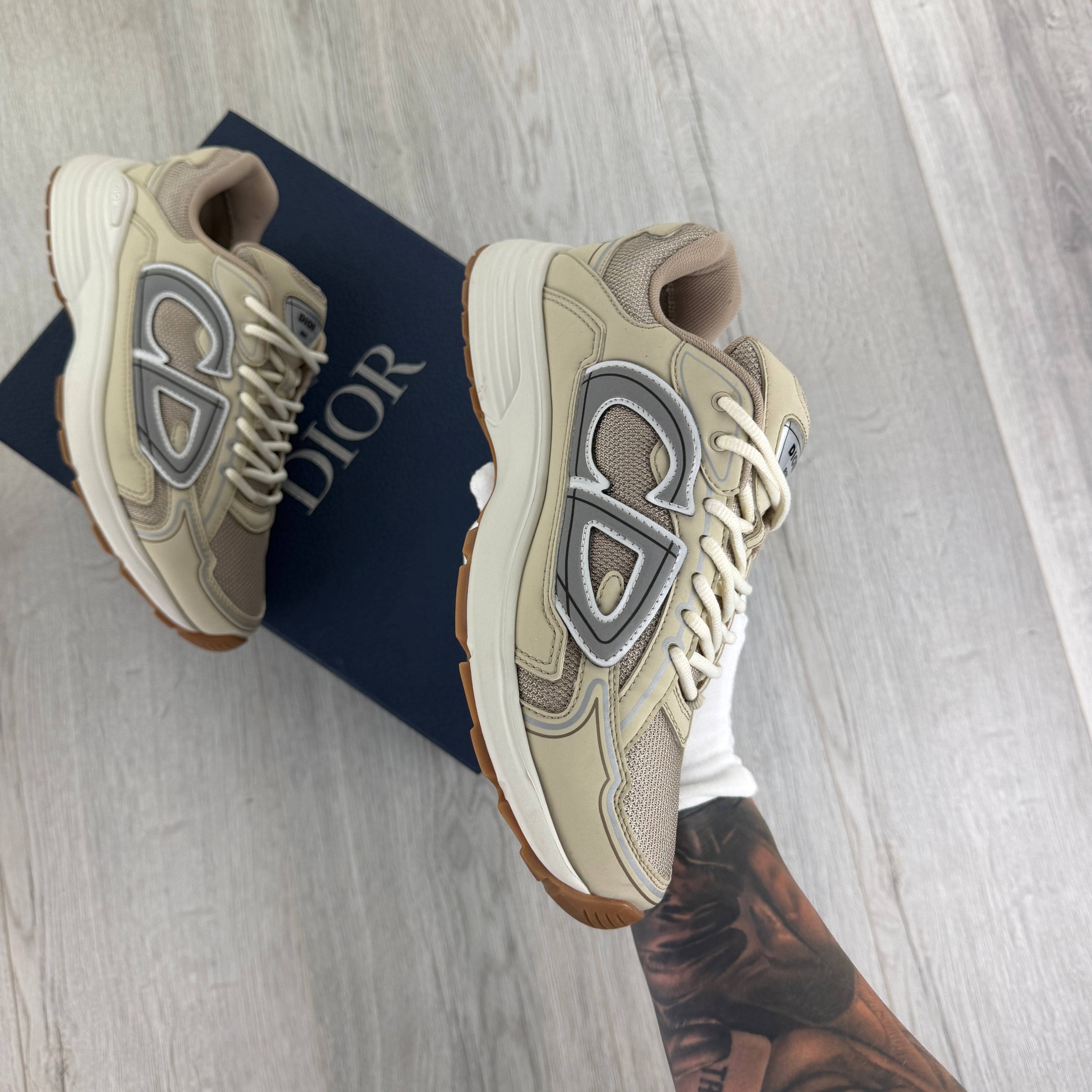 Dior B30 Men’s Cream Mesh and Technical Fabric Trainers - 42.5 (Fit Uk 8.5)