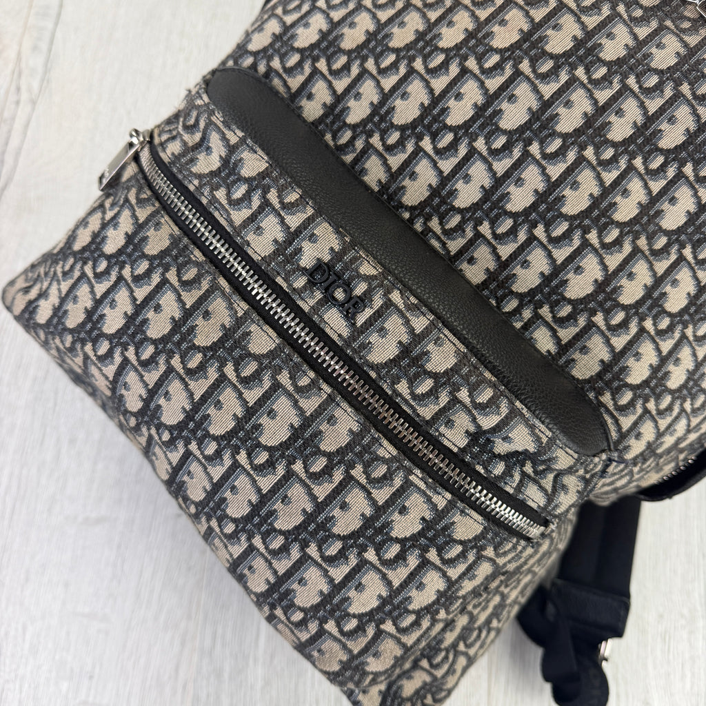 Christian Dior Beige and Black Oblique Jacquard Men’s Backpack