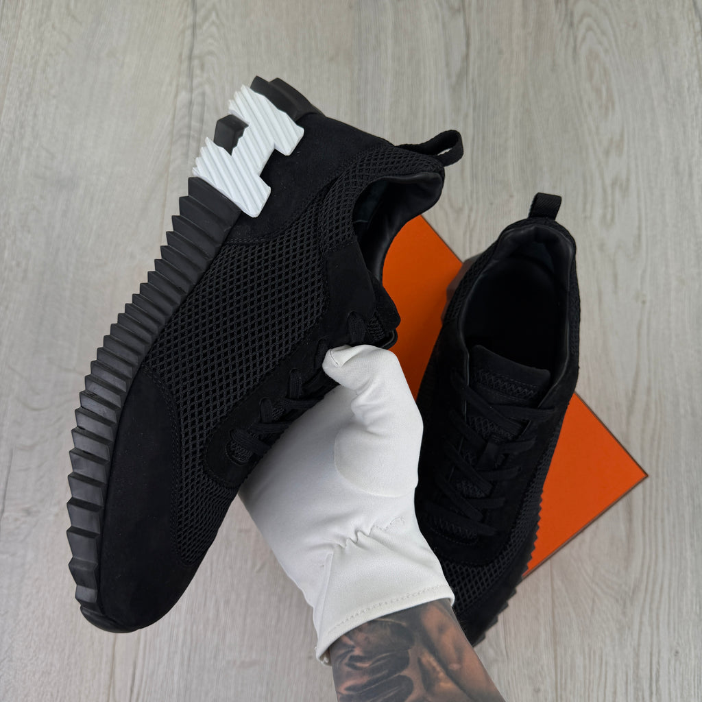 Hermes Men’s Black White Suede Bouncing Sneakers - 46 (Fit Uk 11)
