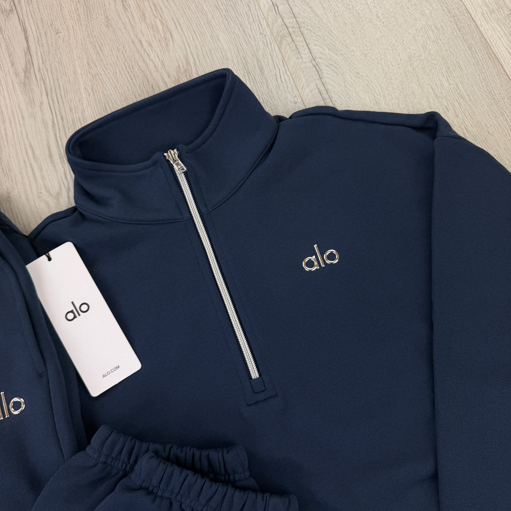 Alo Men’s Navy Full 1/4 Zip & Cuffed Bottoms Tracksuit