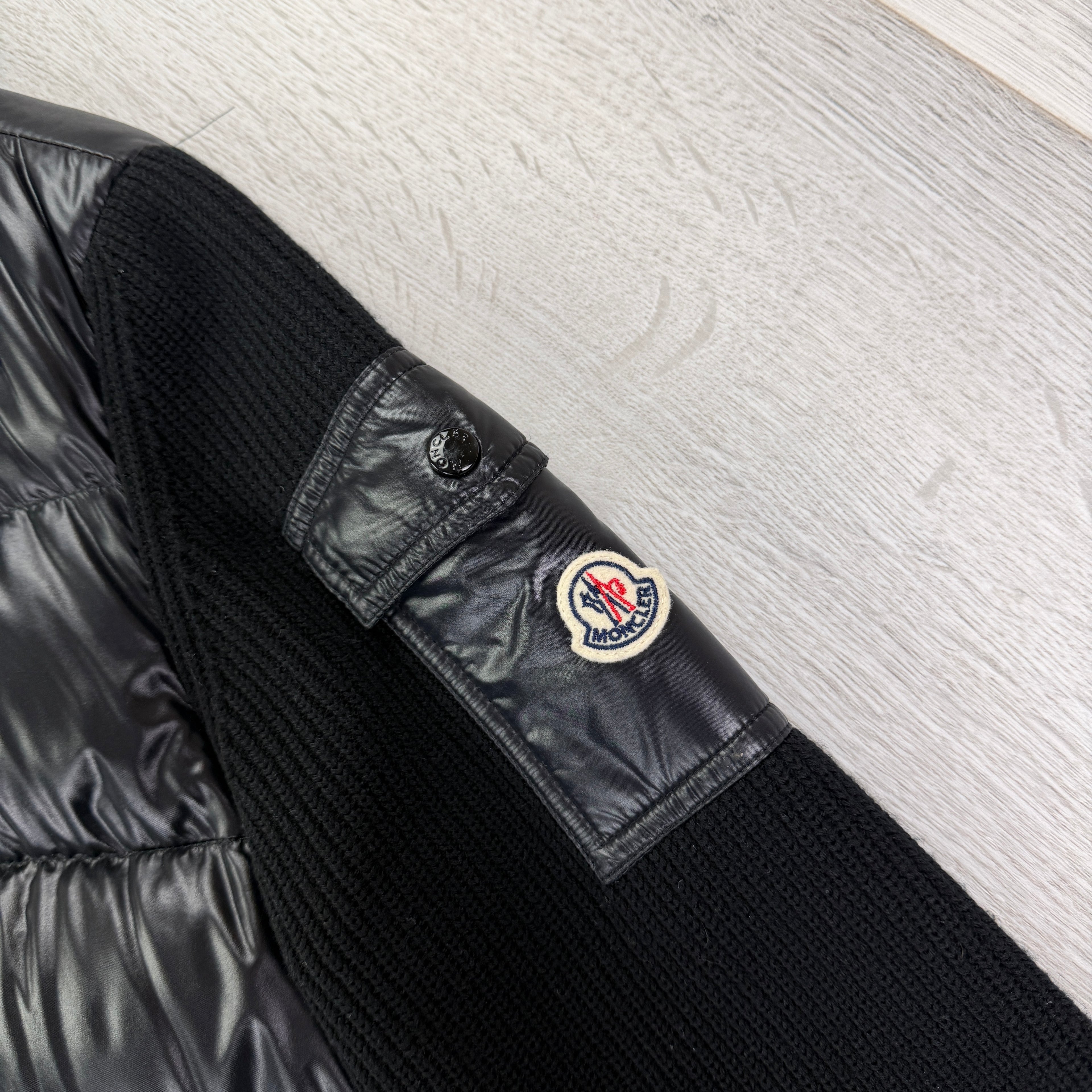 Moncler Men’s Black Zip-up Tricot Cardigan - Large