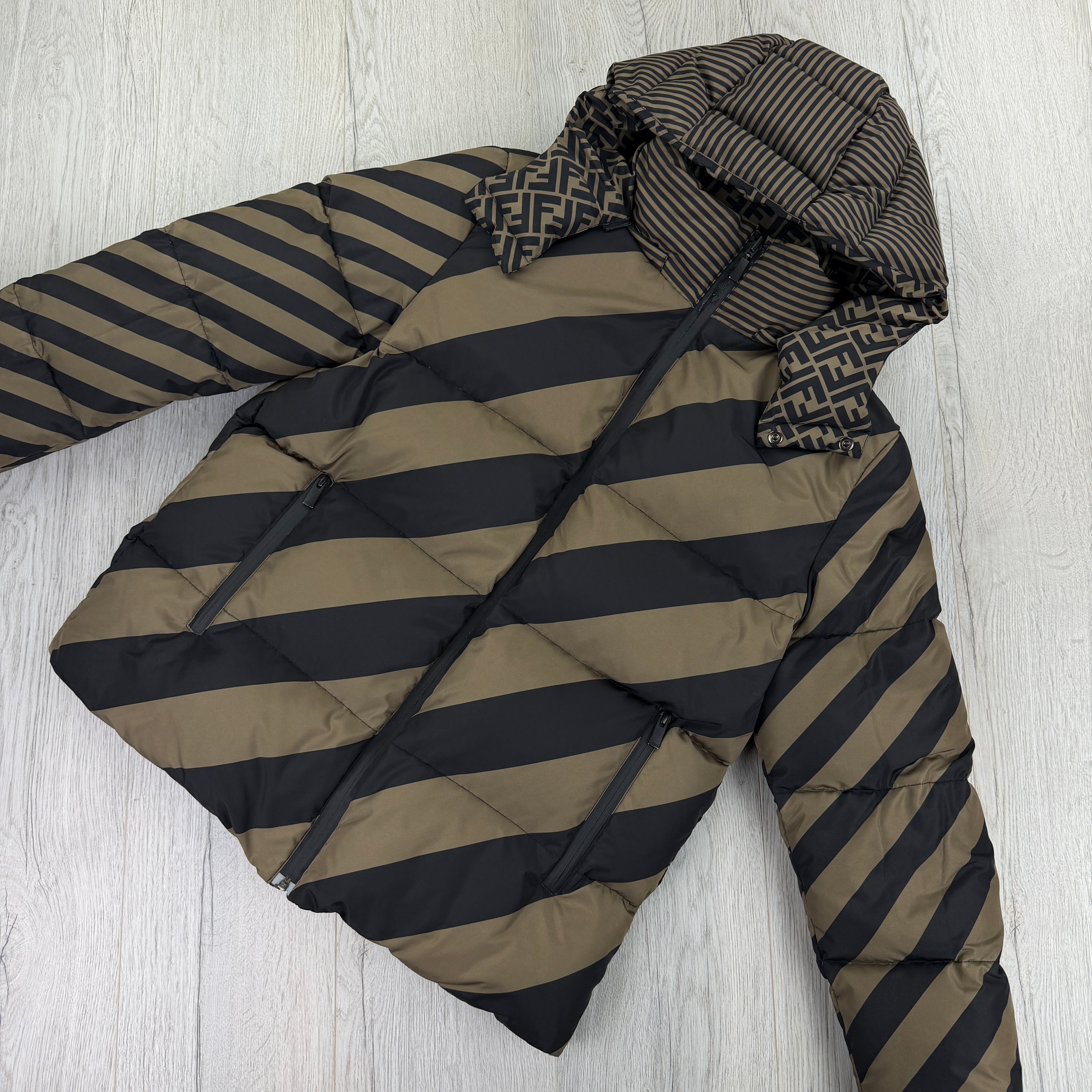 Fendi Men’s Zip-up FF Monogram Reversible Down Jacket - Size 52