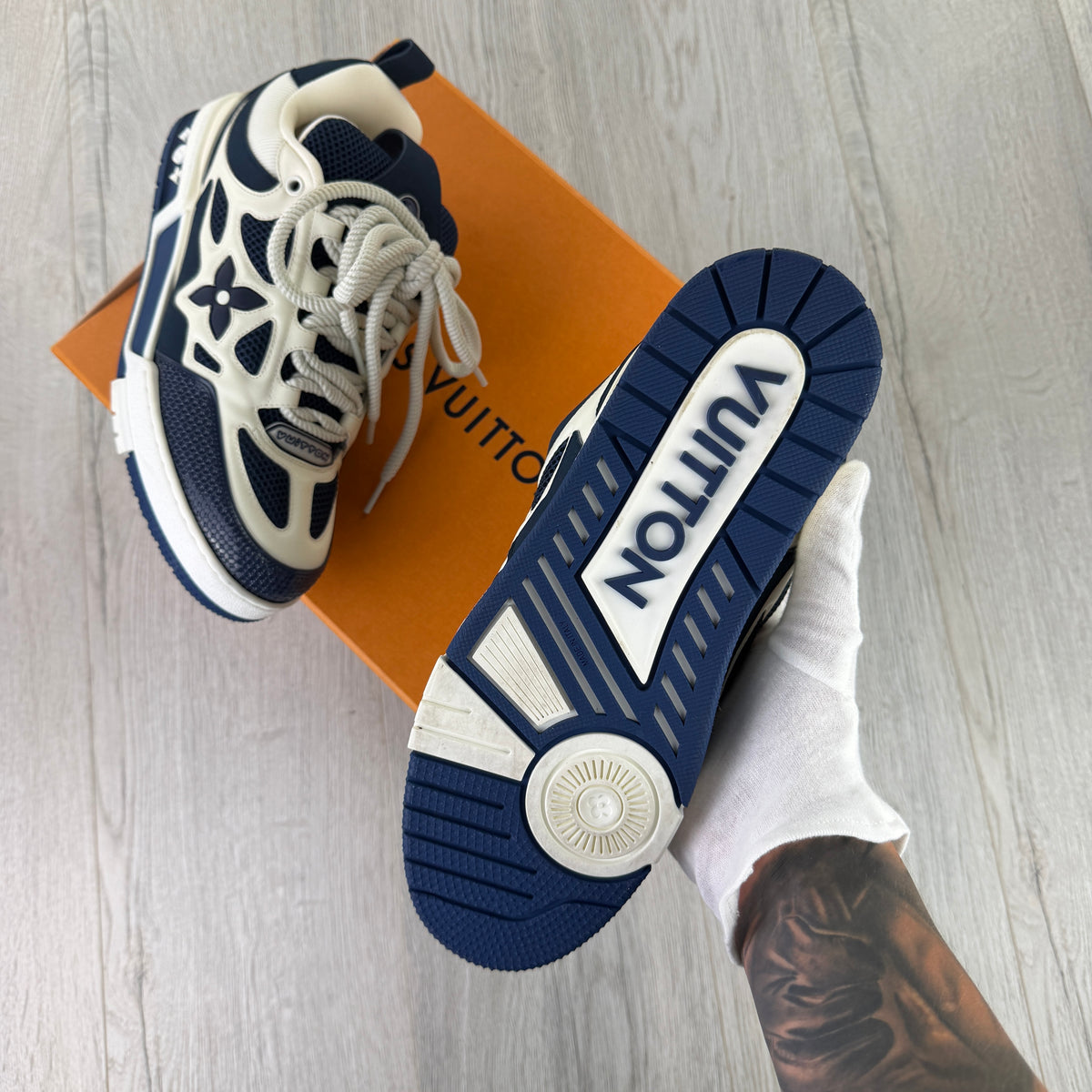 Louis Vuitton Men’s Navy & White Skate Trainers - Uk 8 (Fit 8.5/9)