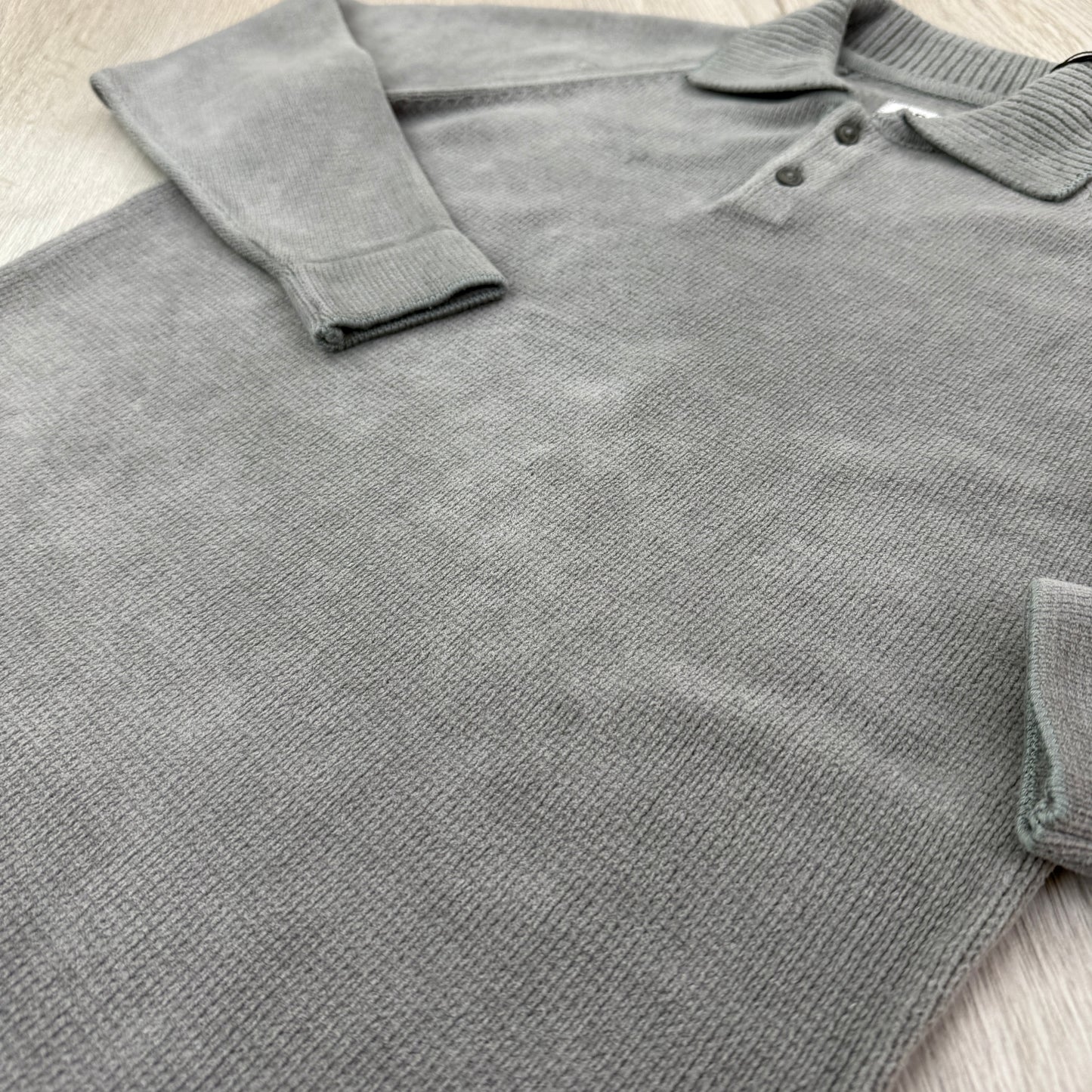 Cp Company Men’s Grey Knitted 1/4 Button Up Sweatshirt