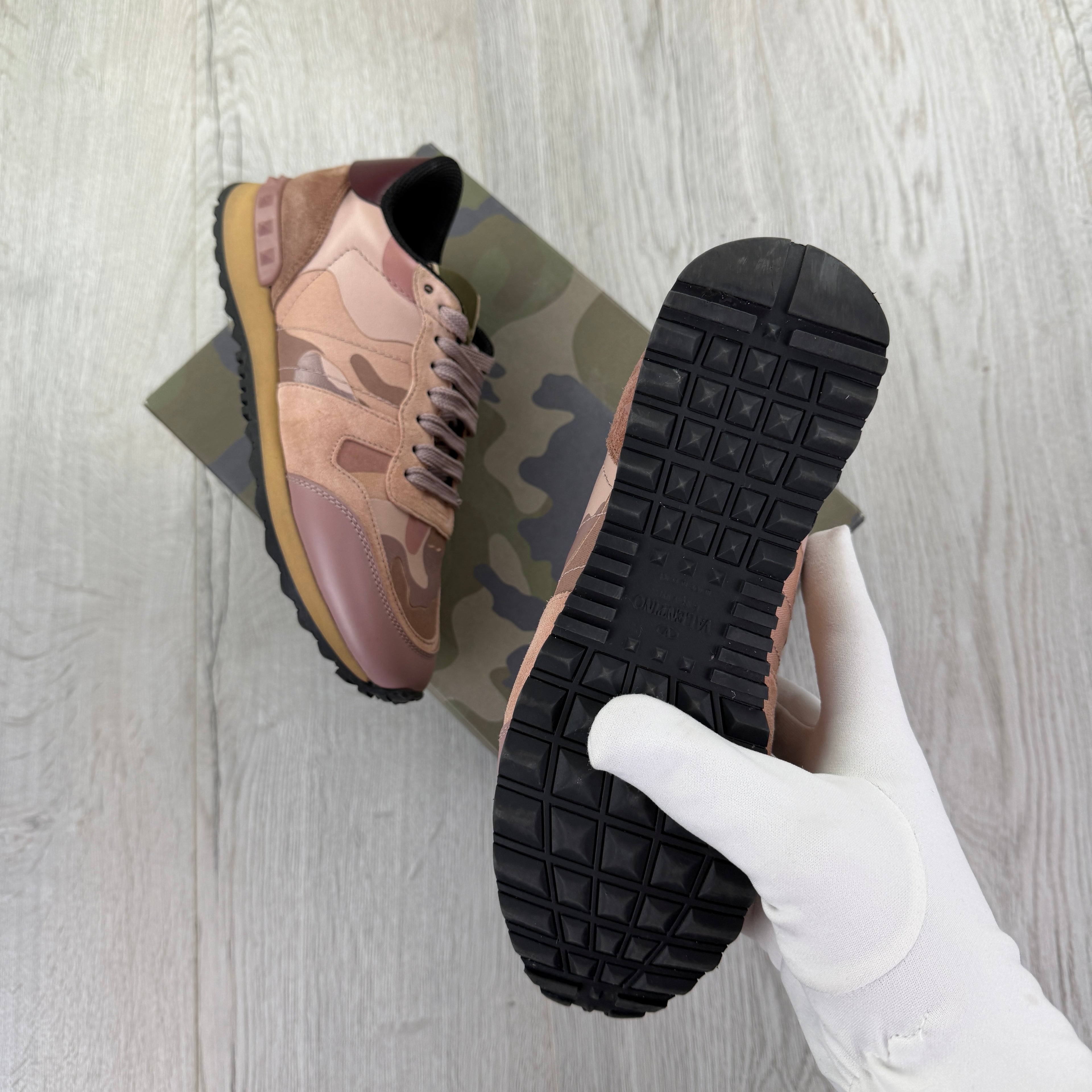 Valentino Women’s Pink Camo Rockrunner Trainers - UK 4.5