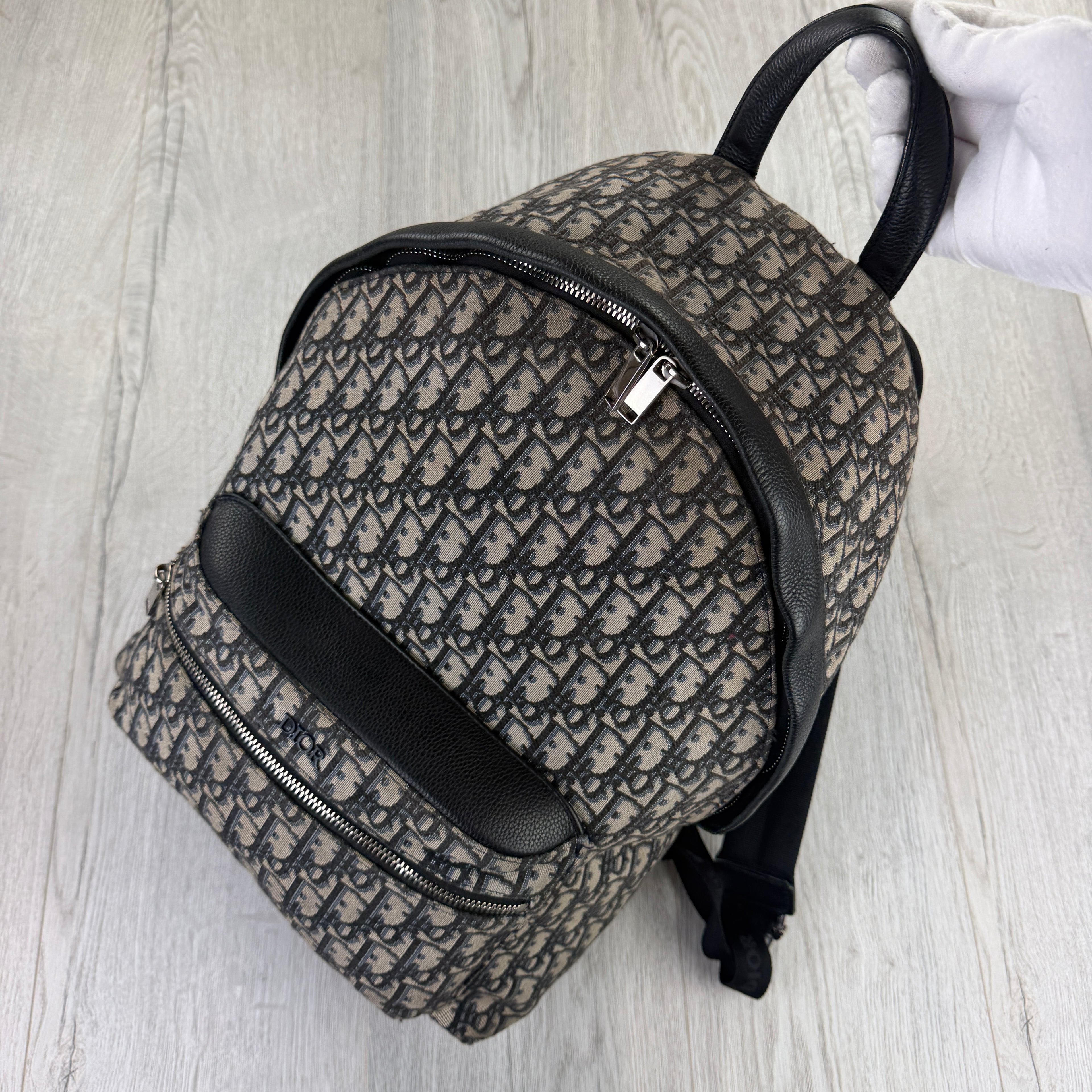 Christian Dior Beige and Black Oblique Jacquard Men’s Backpack