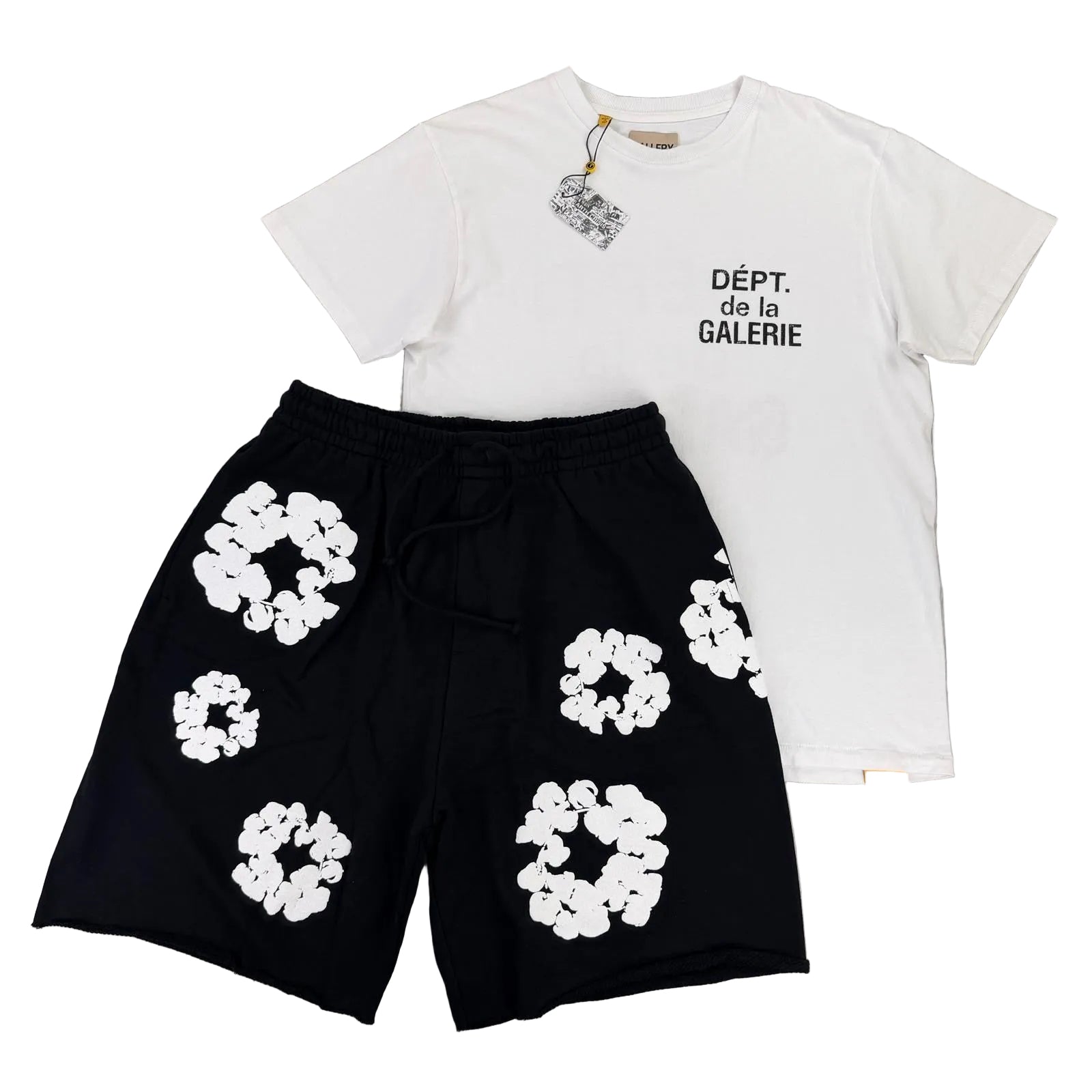 Gallery Dept Men’s White T-shirt & Denim Tears Shorts Set