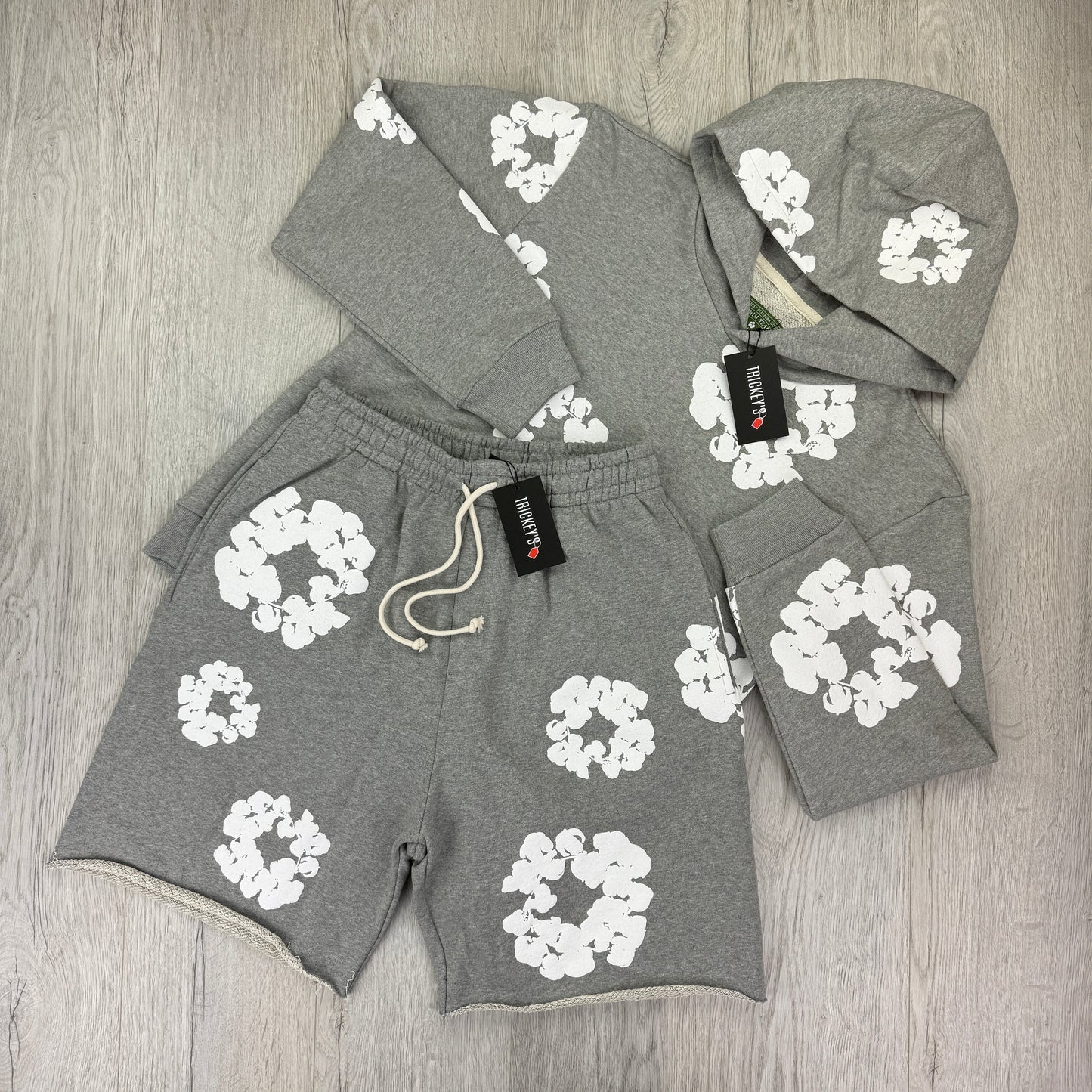 Denim Tears Men’s Grey Shorts & Hoodie Set
