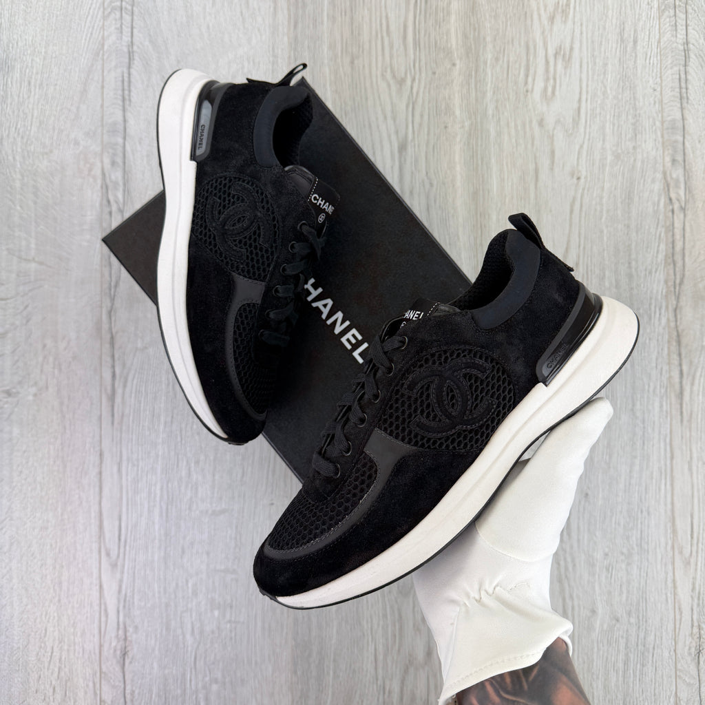 Chanel Men’s Black Low Suede Runners - Uk 7