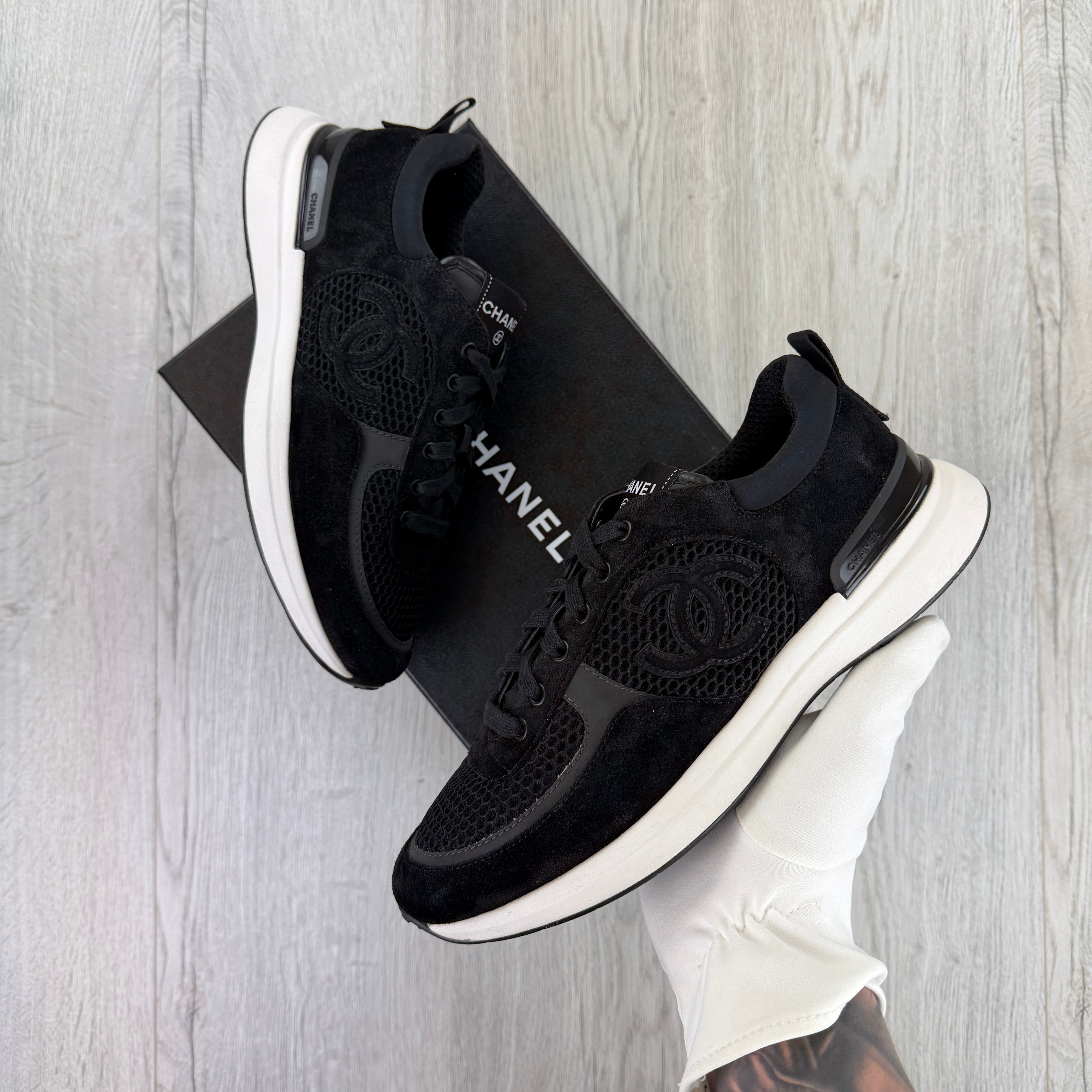 Chanel Men’s Black Low Suede Runners - Uk 7