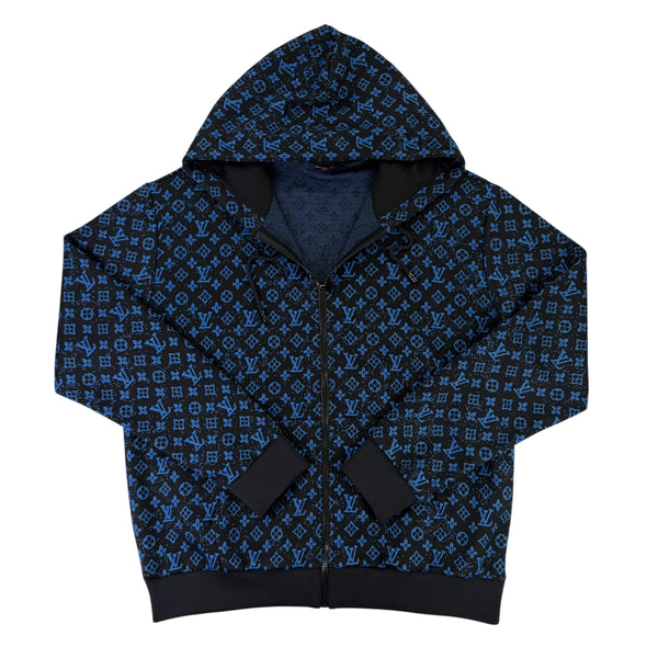 Louis Vuitton Men’s Blue Monogram Zip Up Hoodie - Large (Fits XL)