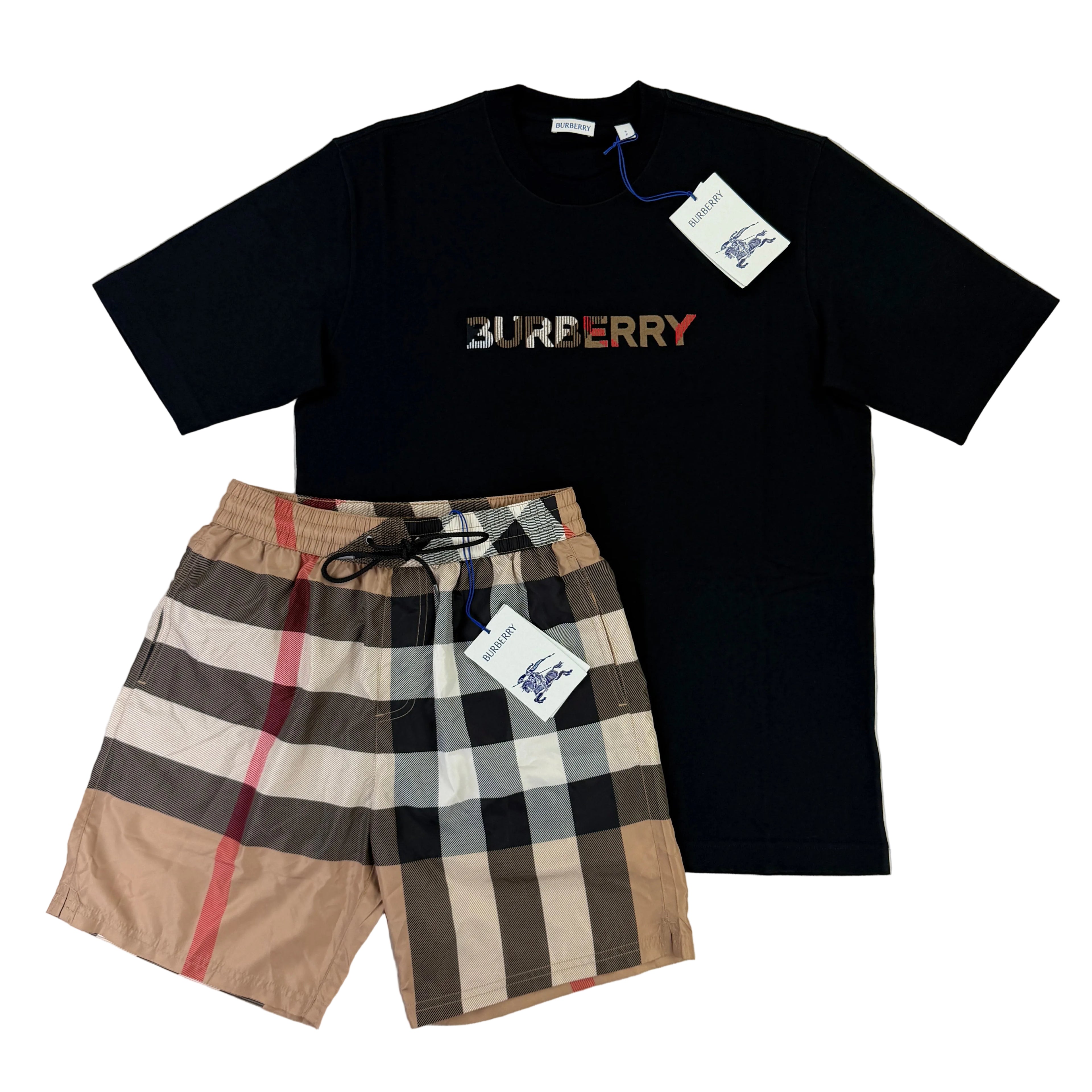 Burberry Men’s Black T-shirt & Shorts Set