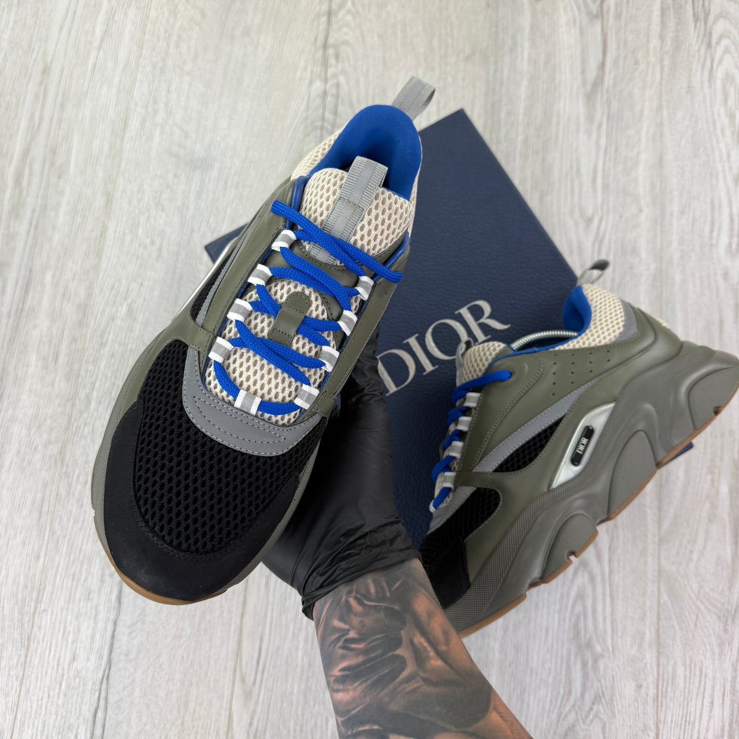 Dior B22 Men’s Khaki & Blue Trainers - 44 (Fit Uk 9/9.5)